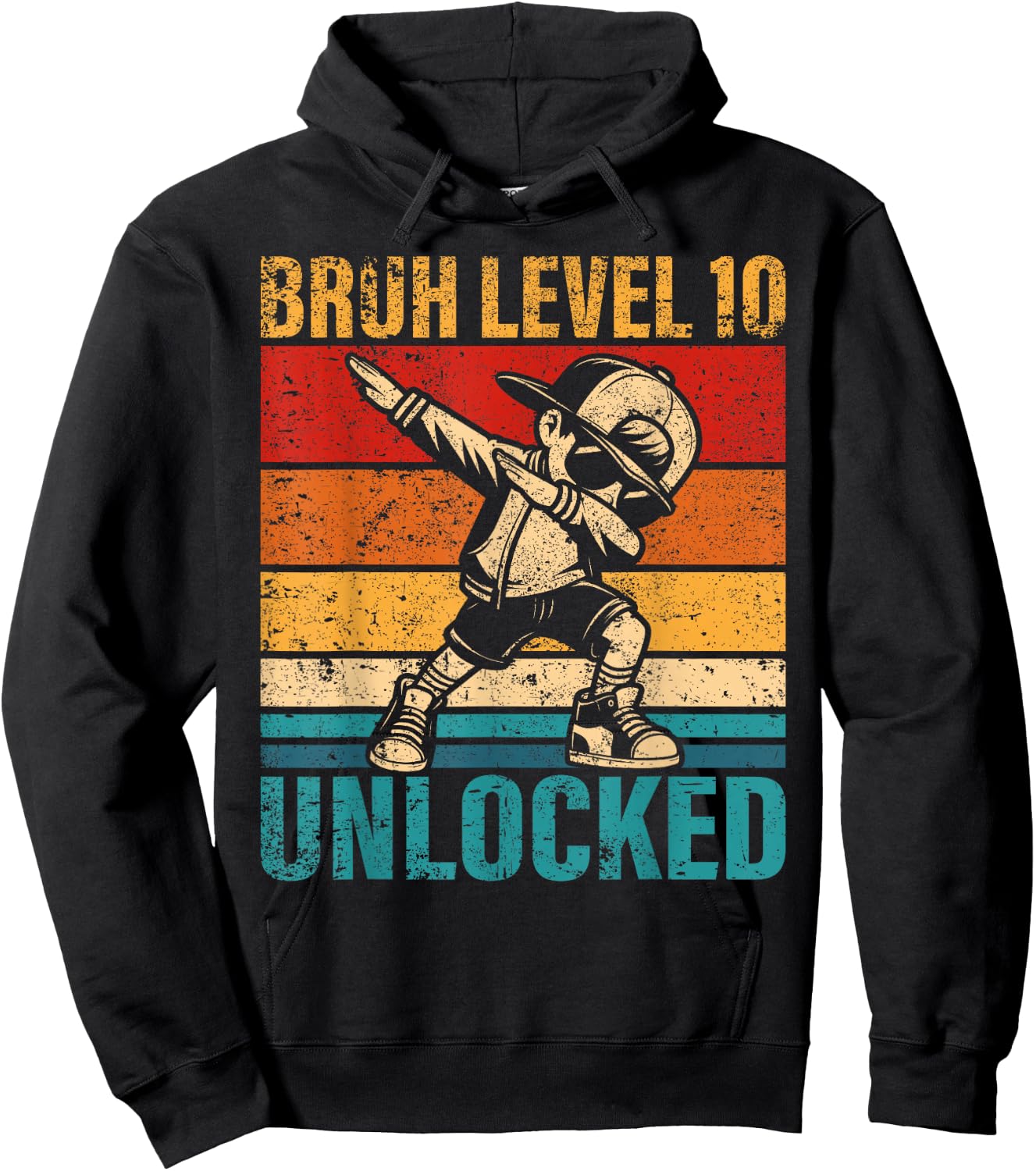10 Years Old Birthday Dabbing Boy Bruh Level 10 Unlocked Hoodie - Hoodie | Black
