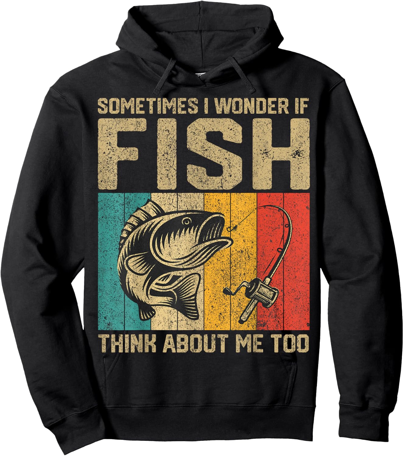 Funny Vintage Fishing Jokes Fisherman Bass Fish Hoodie - Hoodie | Black