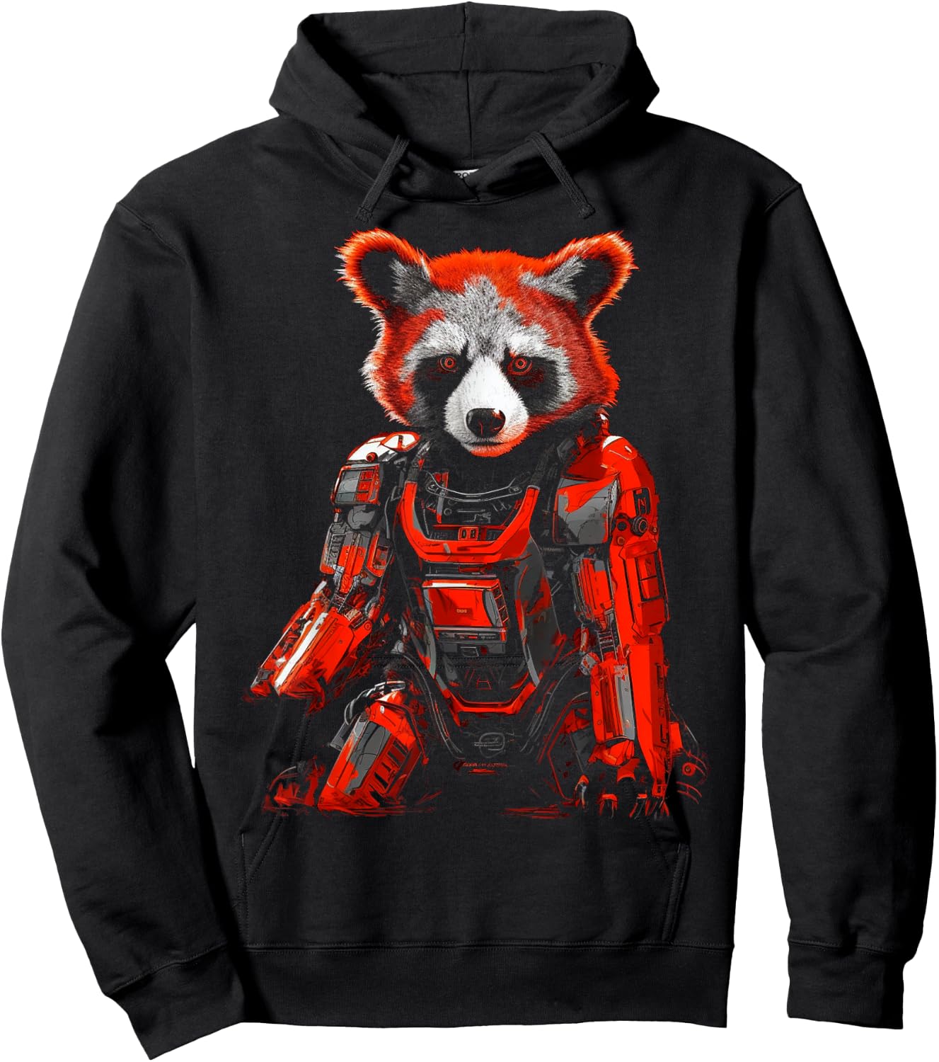 Red Panda Fantasy - Robot Art Animal Red Panda Hoodie - Hoodie | Black