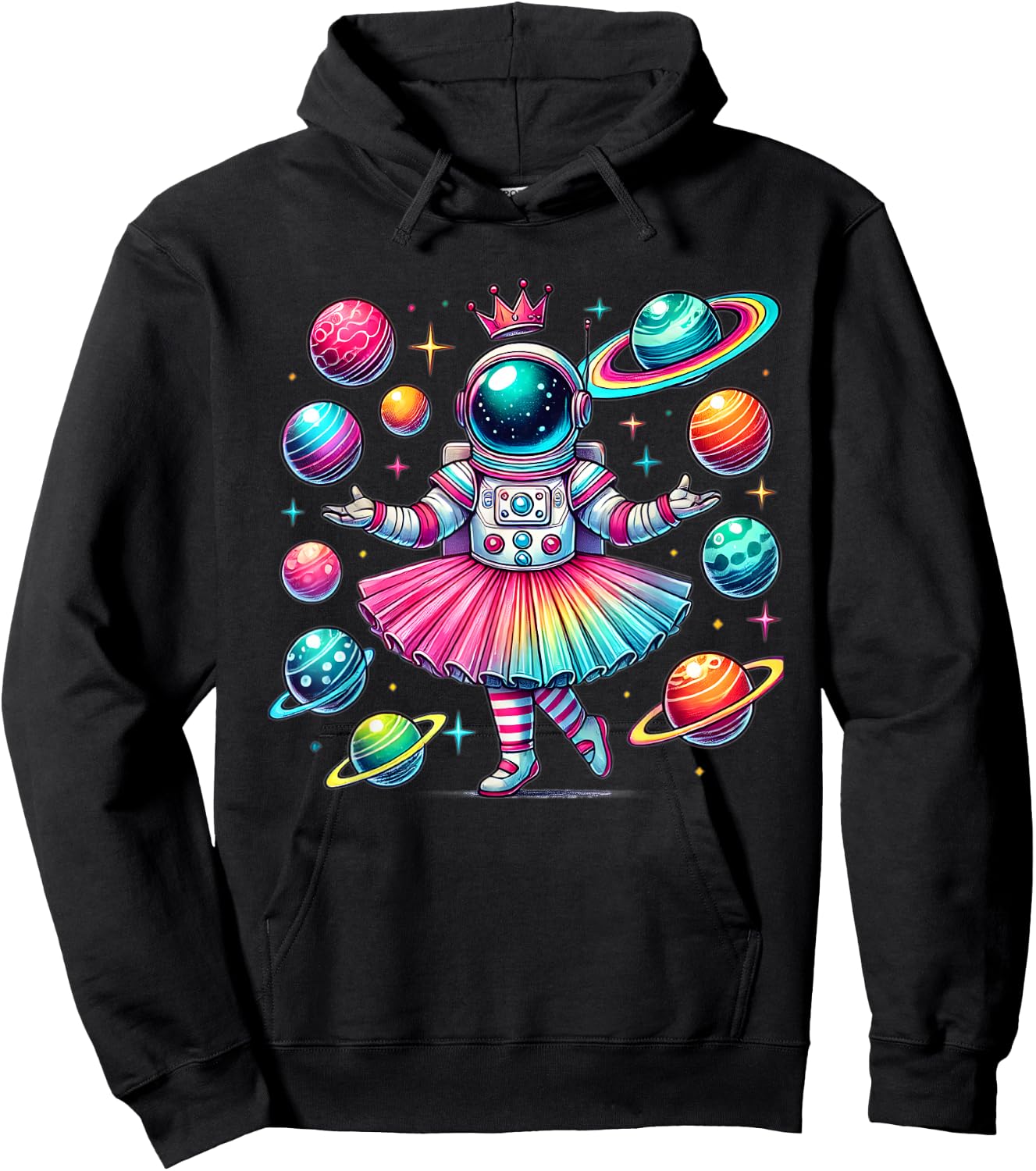 Ballerina Girl Space Astronaut Hoodie - Hoodie | Black