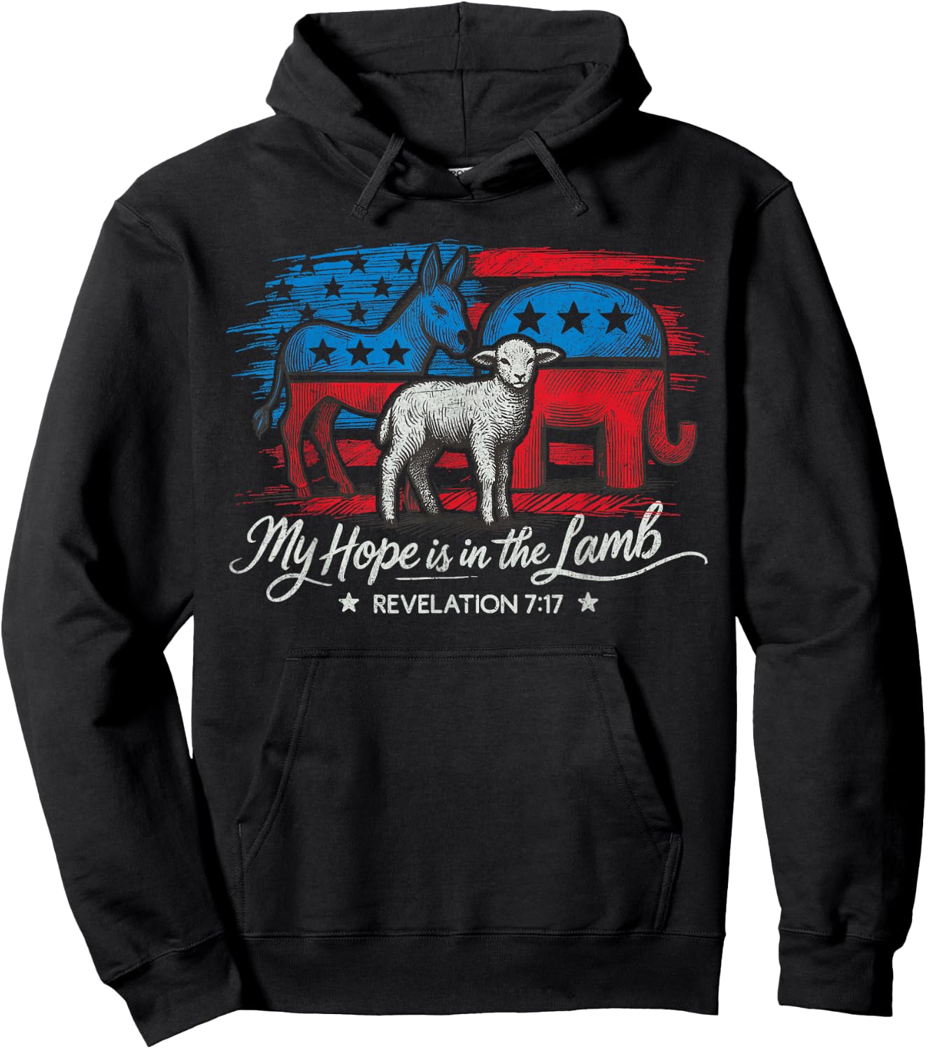 My Hope is in the Lamb Elephant Donkey USA Funny Scripture Hoodie - Hoodie | Black