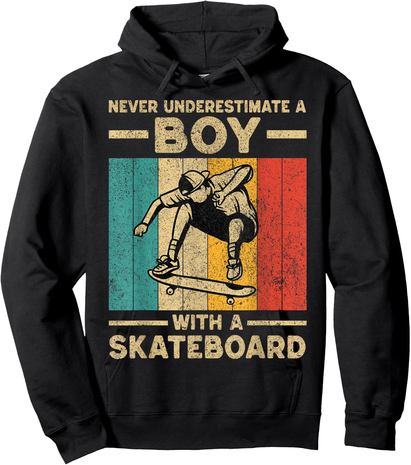Never Underestimate A Boy With A Skateboard Skateboarding Hoodie - Hoodie | Black