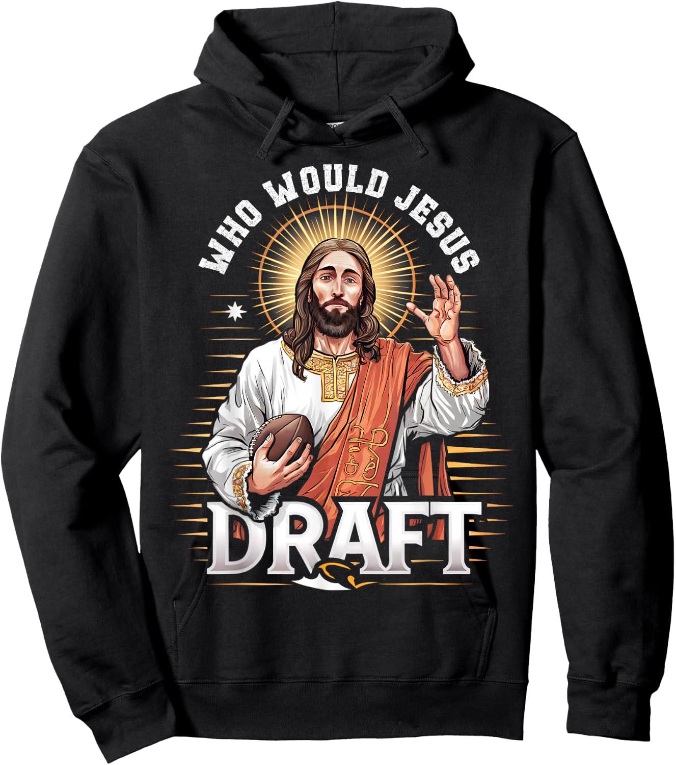 Who Would Jesus Draft Fantasy Football Fan Christian Draft Hoodie - Hoodie | Black