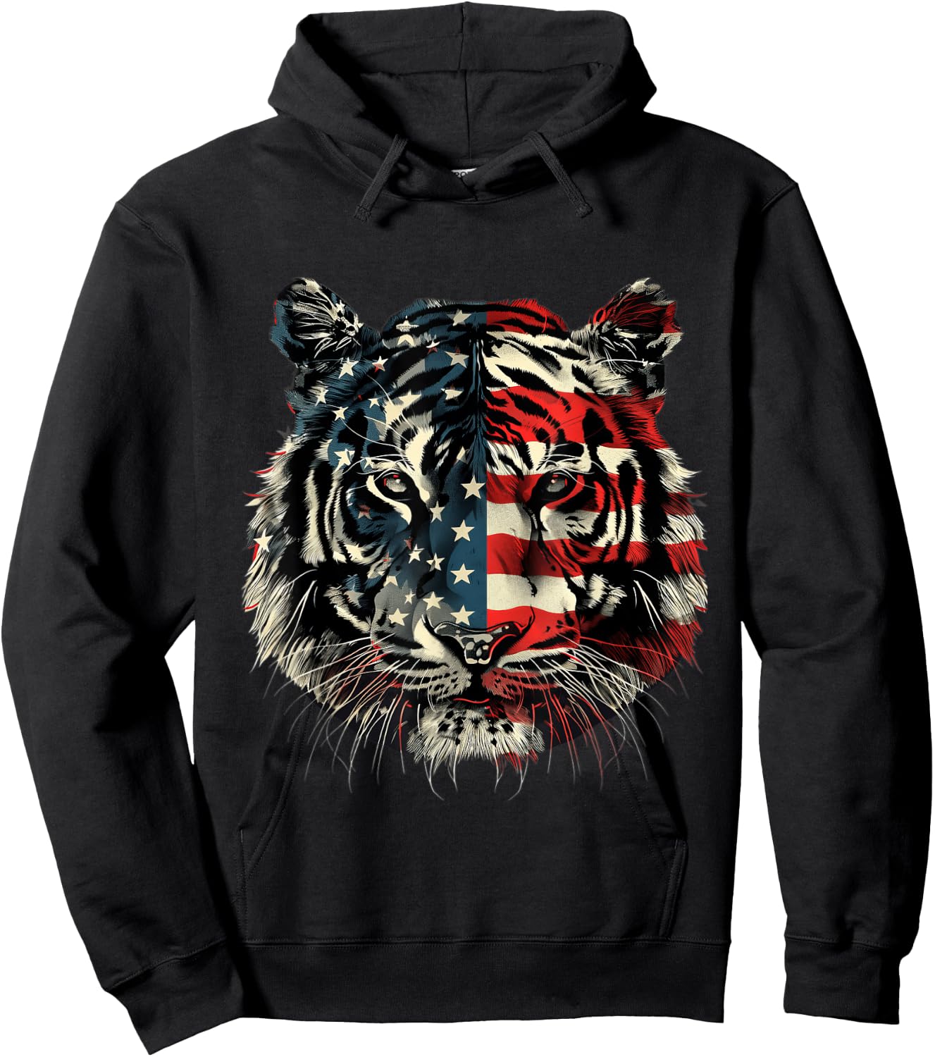 Tiger American Flag Hoodie - Hoodie | Black