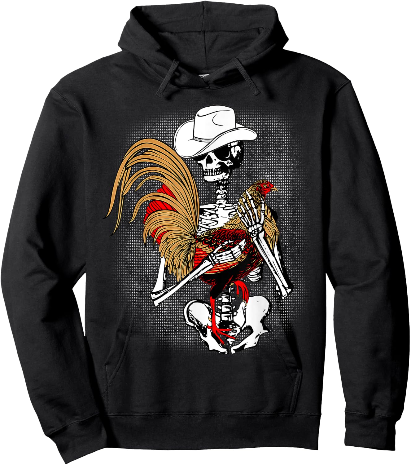 Funny Gallero Red Rooster Chicken Skeleton Hoodie - Hoodie | Black