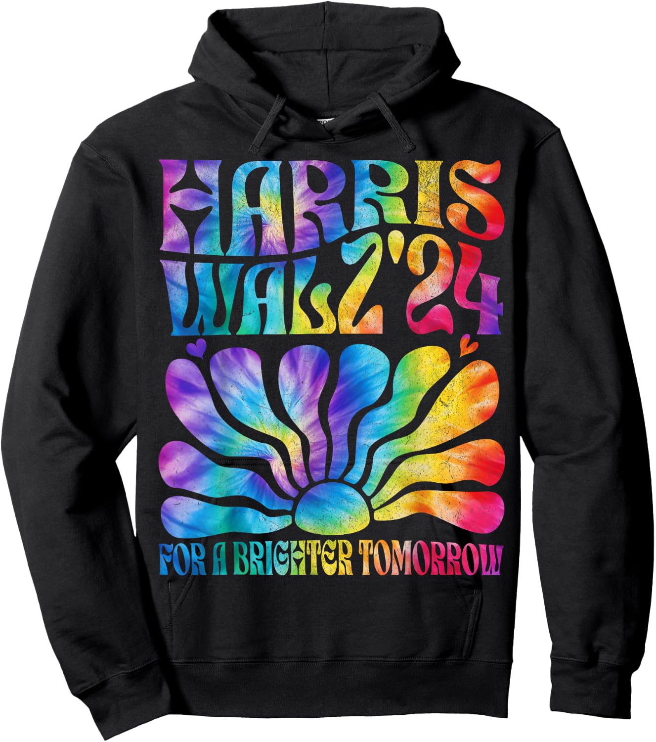 Tie dye Harris Waltz 2024 Election Kamala Harris Tim Waltz Hoodie - Hoodie | Black