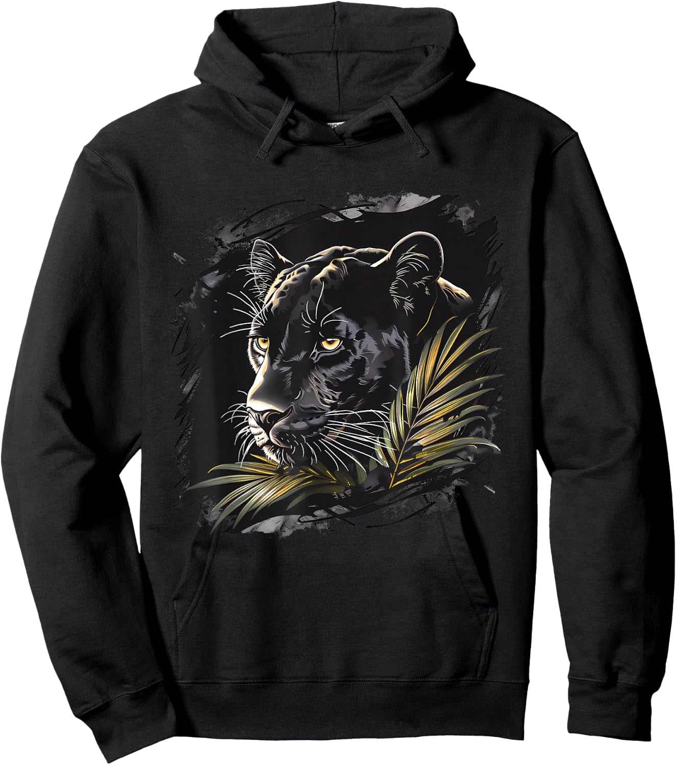 Panther Portrait Artwork Animal Print Drawing Panther Lover Hoodie - Hoodie | Black