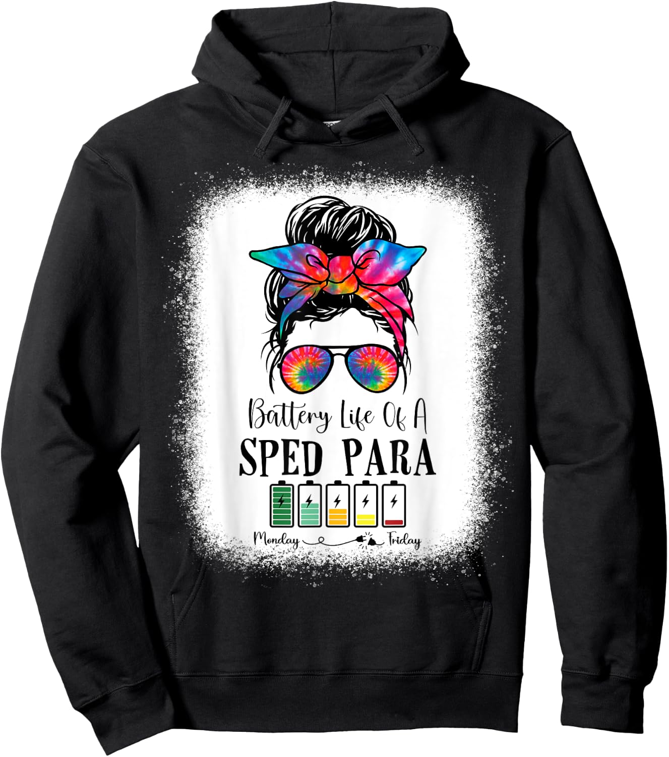 Battery Life Of A Sped Para Tie Dye Last Day Of School Hoodie - Hoodie | Black