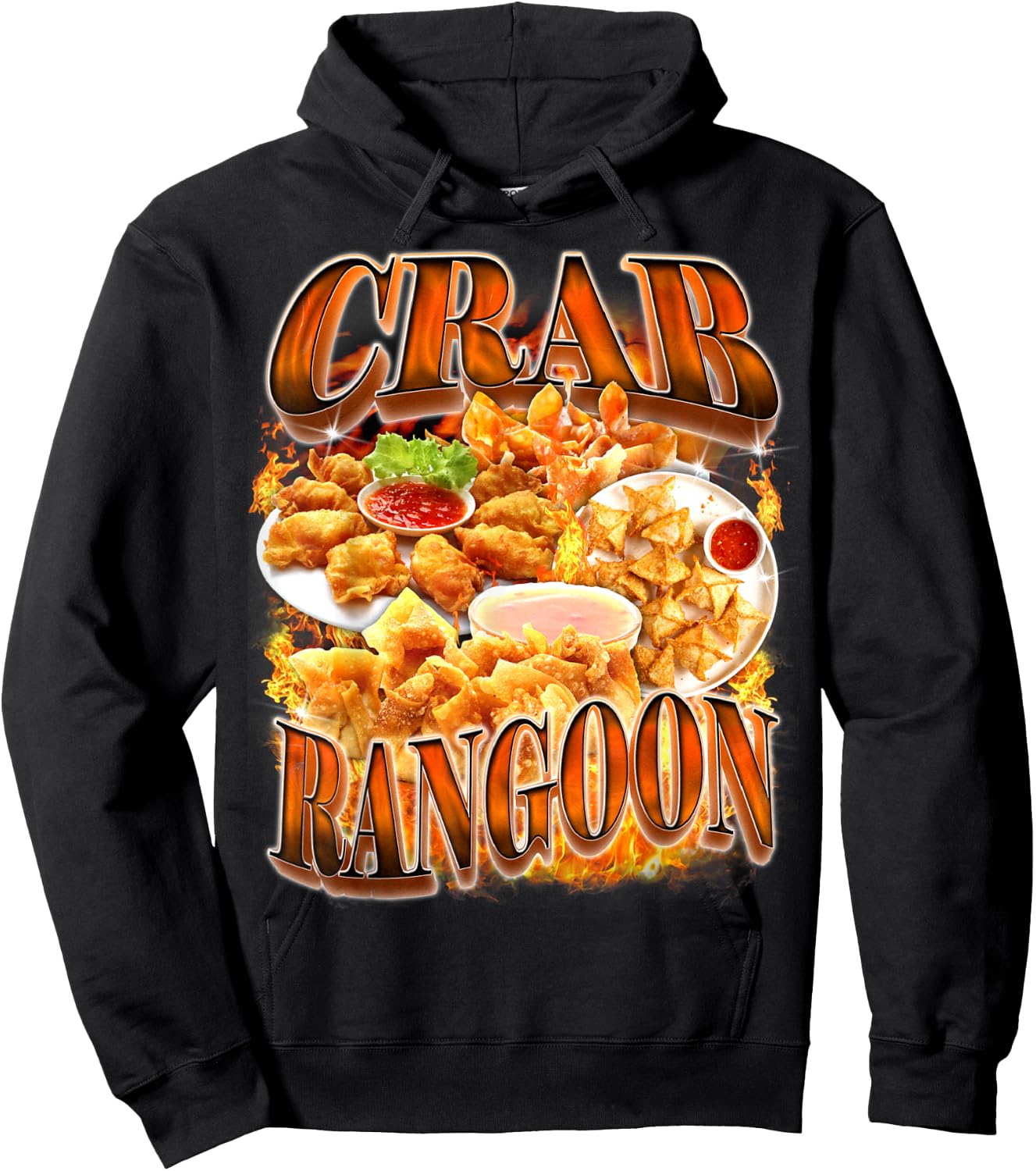 Crab Rangoon Meme Bootleg Rap Style 90s Vintage Funny 1990s Hoodie - Hoodie | Black