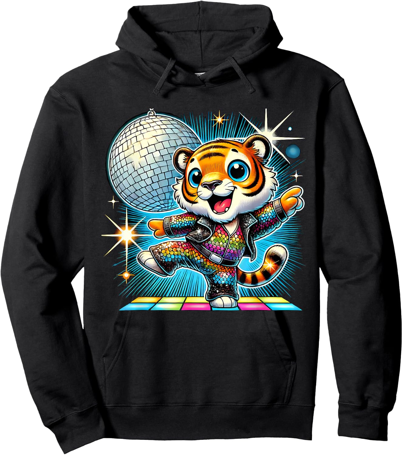 Aesthetic Tiger Disco Hoodie - Hoodie | Black