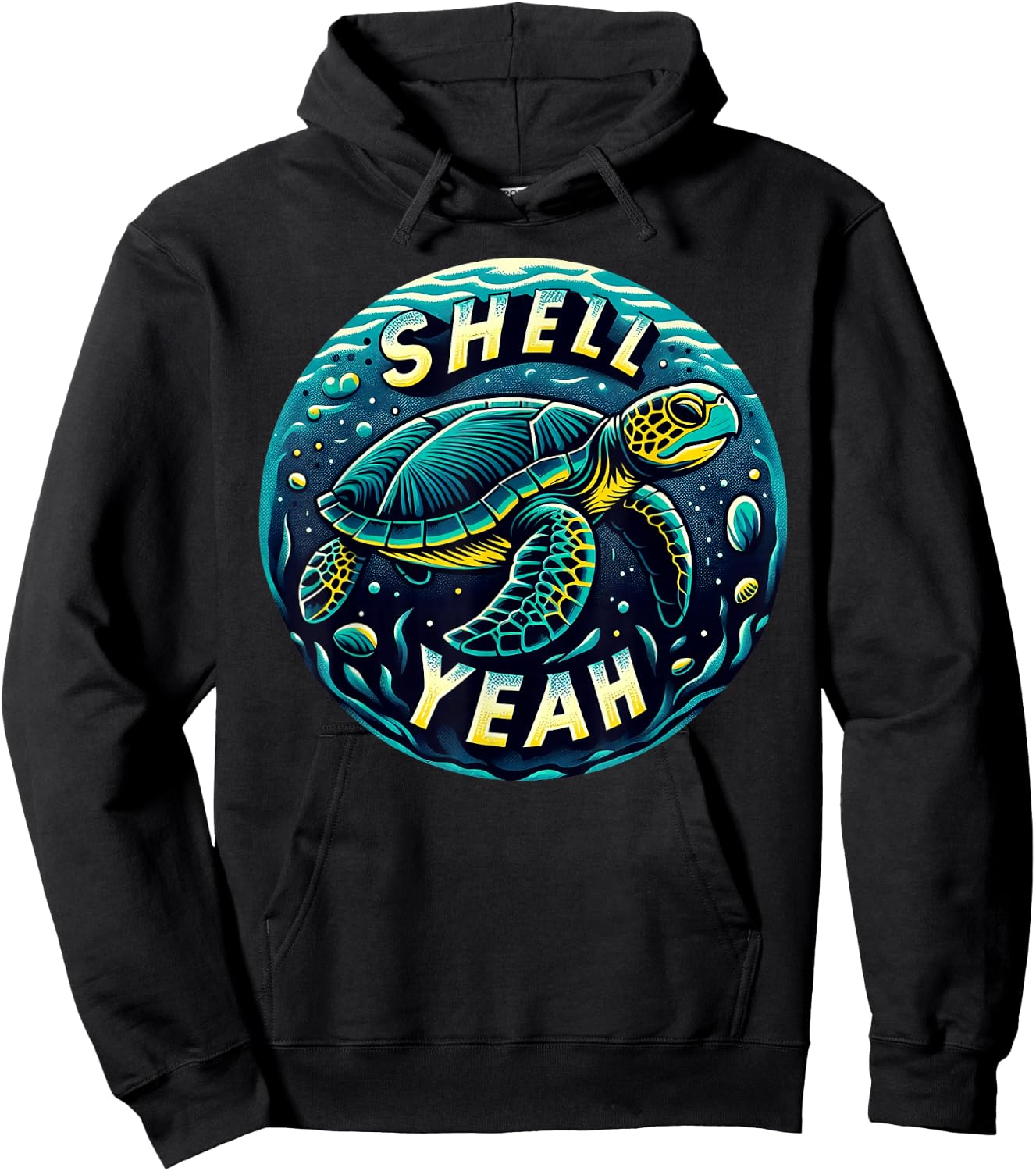 SHELL YEAH Turtles Pun Graphic Hoodie - Hoodie | Black
