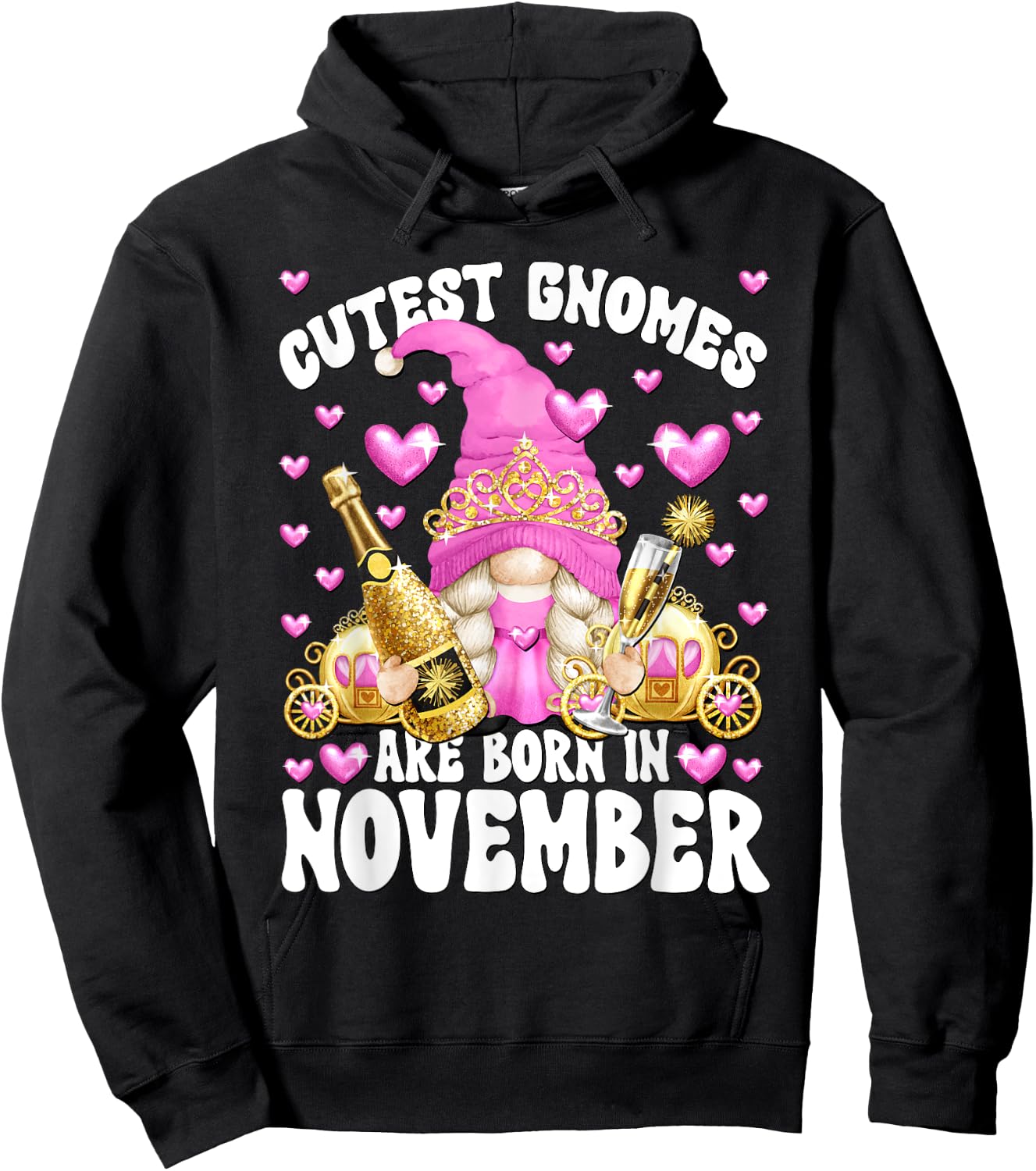 Funny Princess Birthday Gnome Born In November Hoodie - Hoodie | Black