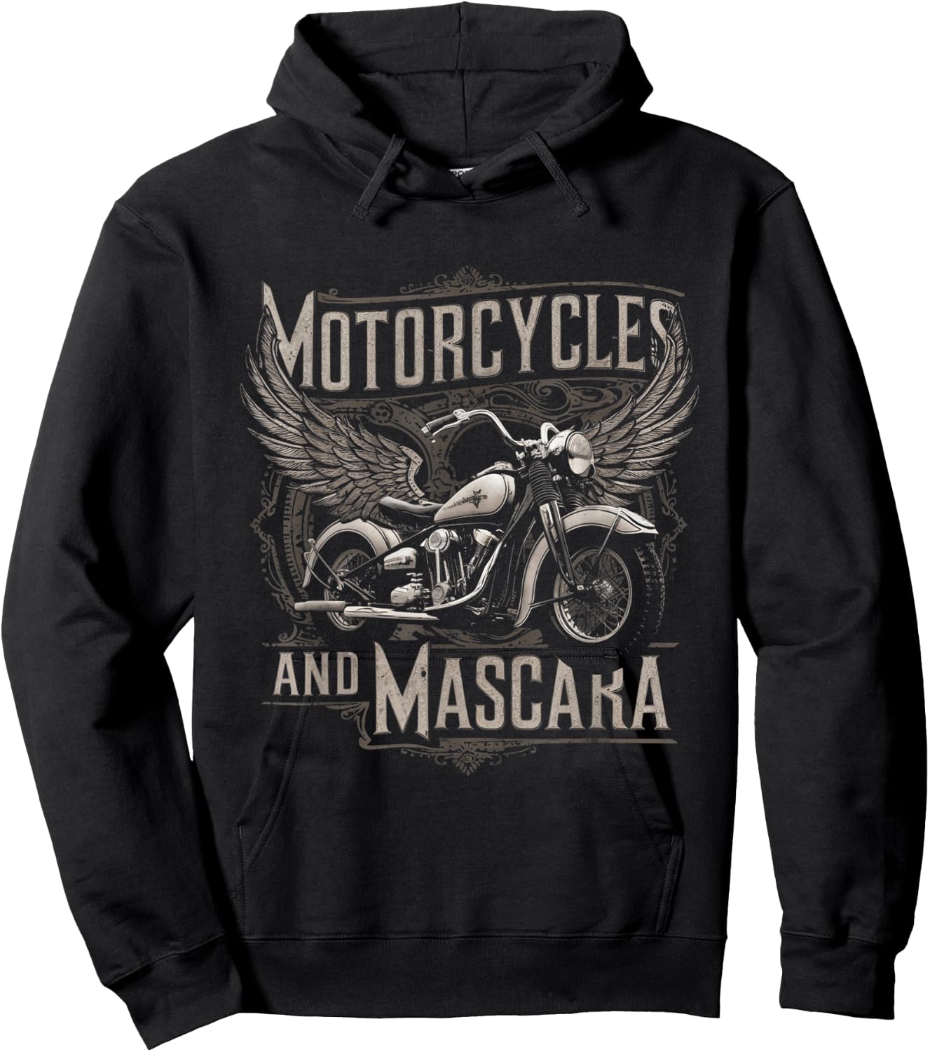 Vintage Motorcycles And Mascara Cute Motor Lover Hoodie - Hoodie | Black