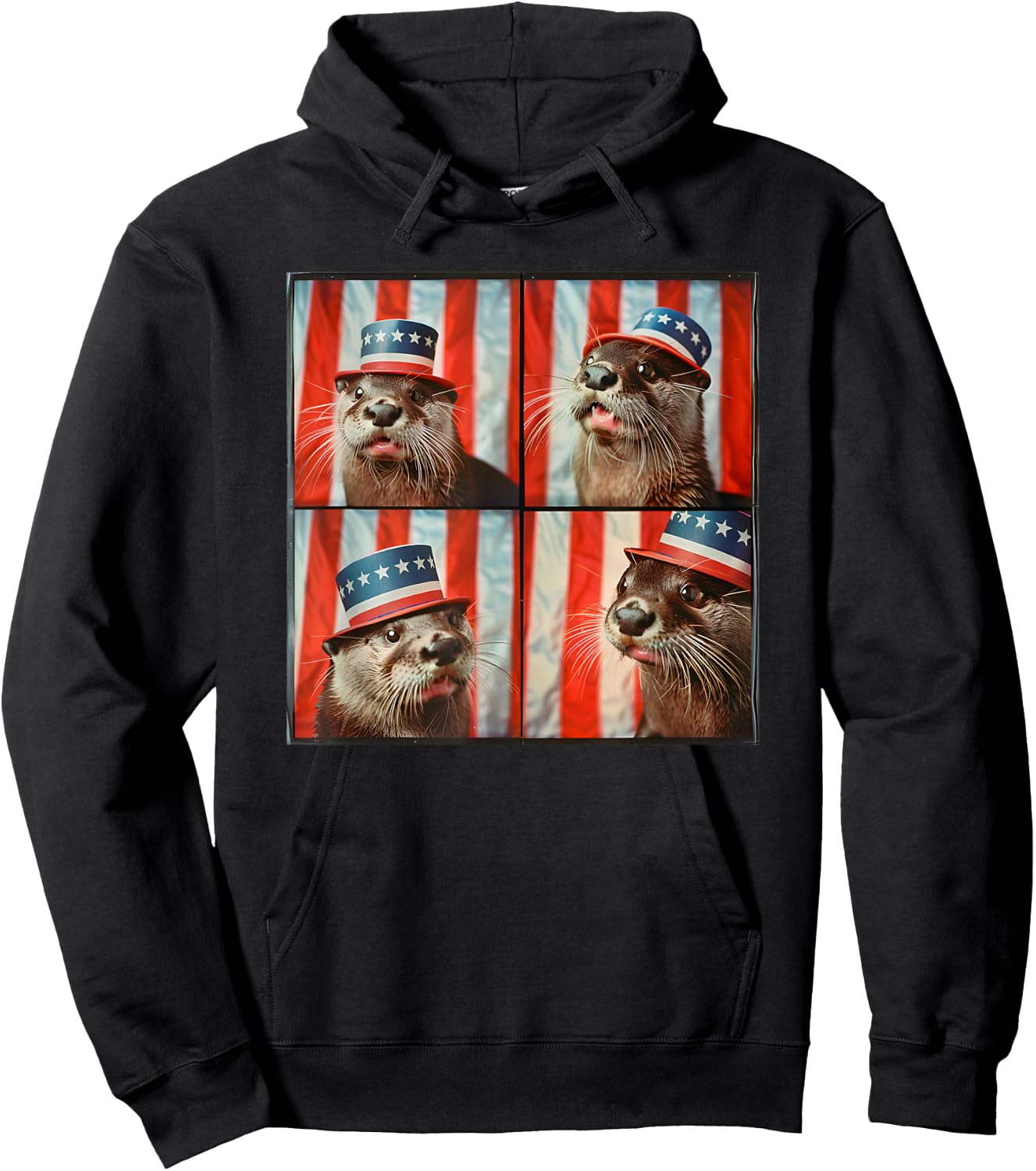 River Otter American Flag Patriotic Animal 4th Of July Otter Hoodie - Hoodie | Black