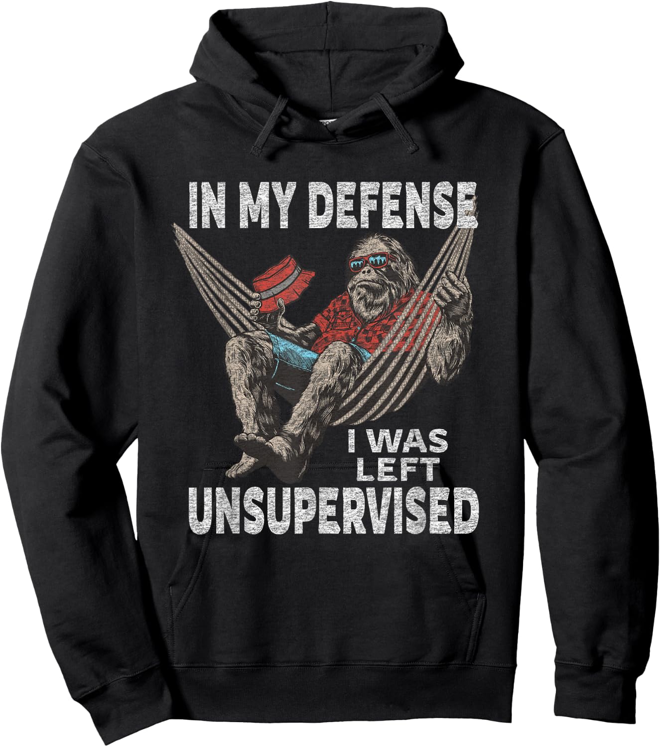 In My Defense I Was Left Unsupervised Graphic Funny Saying Hoodie - Hoodie | Black