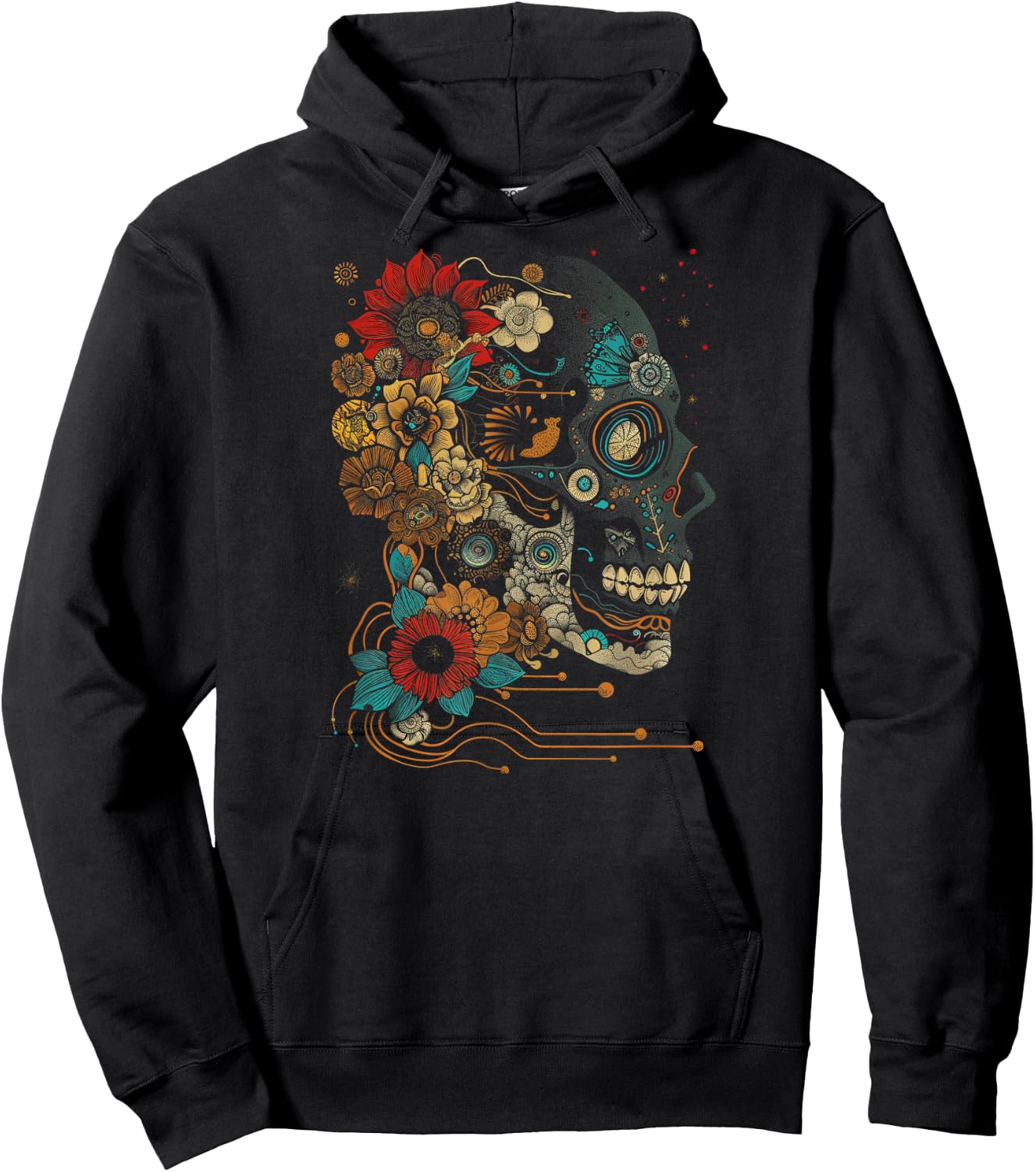 Skull Abstract | Cool | S - 6XL | Graphic Hoodie - Hoodie | Black