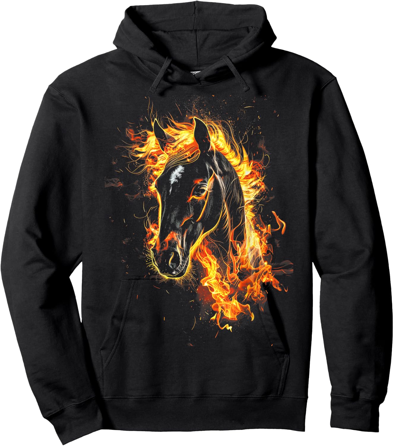 Horse Flames Fierce Horse art Fiery horse Hoodie - Hoodie | Black