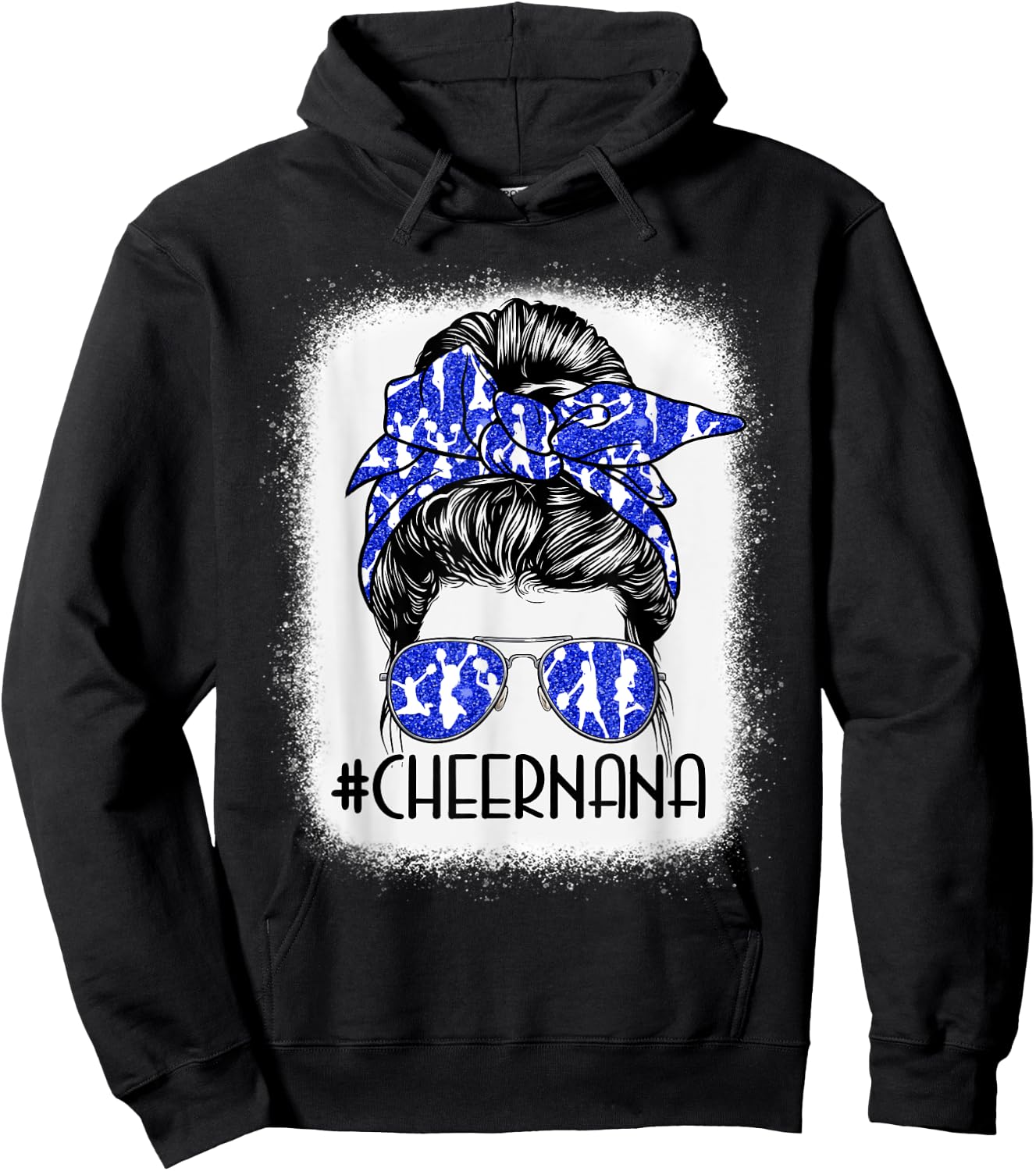 Messy Bun Cheer Nana Cheerleader Mom Mothers Day Woman Hoodie - Hoodie | Black