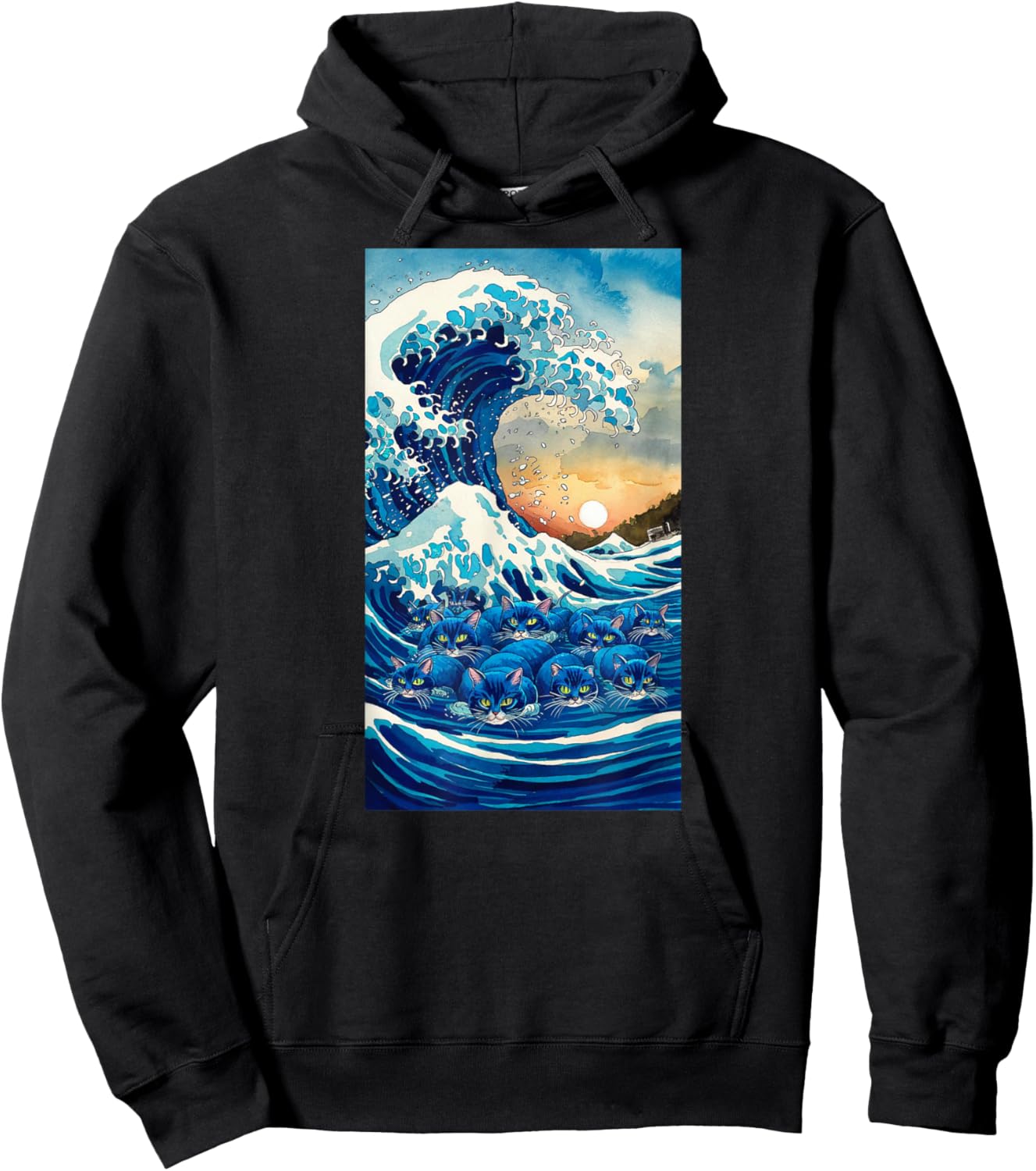 Blue Cats Wave For Kamala Hoodie - Hoodie | Black