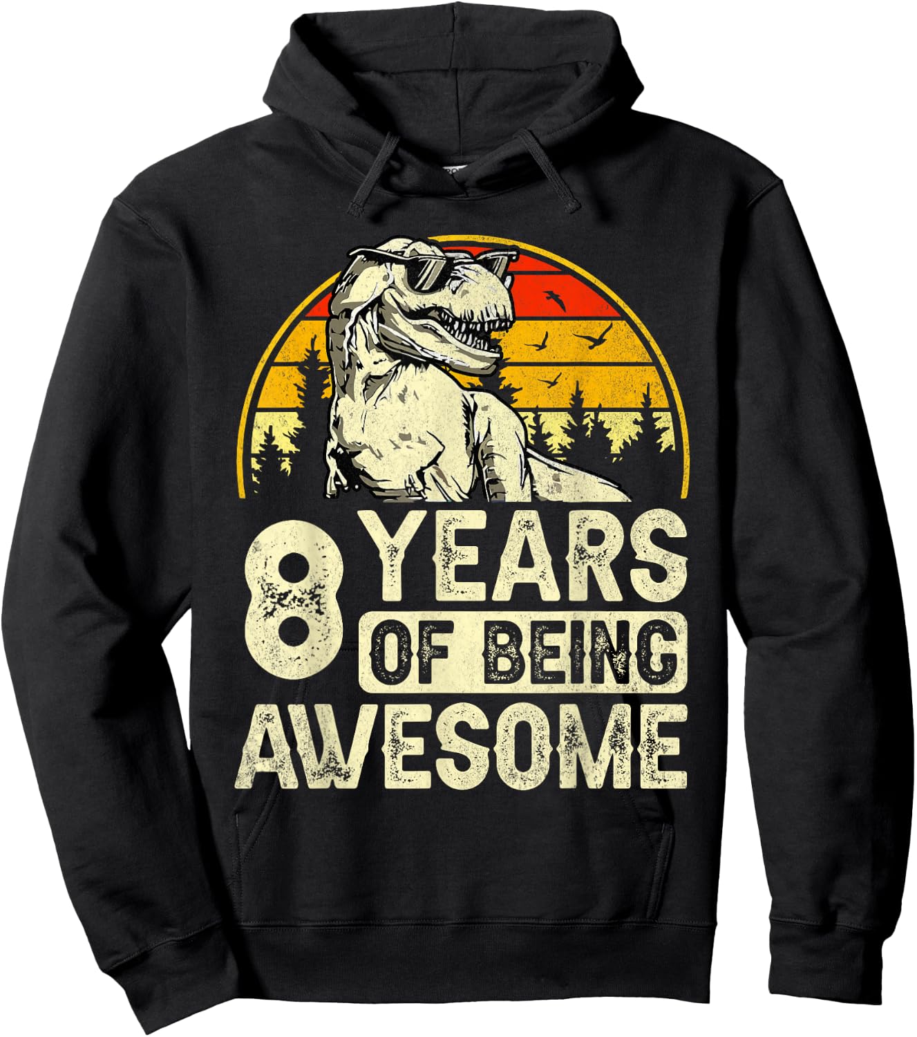 8th Birthday Shirts for Boys 8yr 8 Year Old Dinosaur T-Rex Hoodie - Hoodie | Black