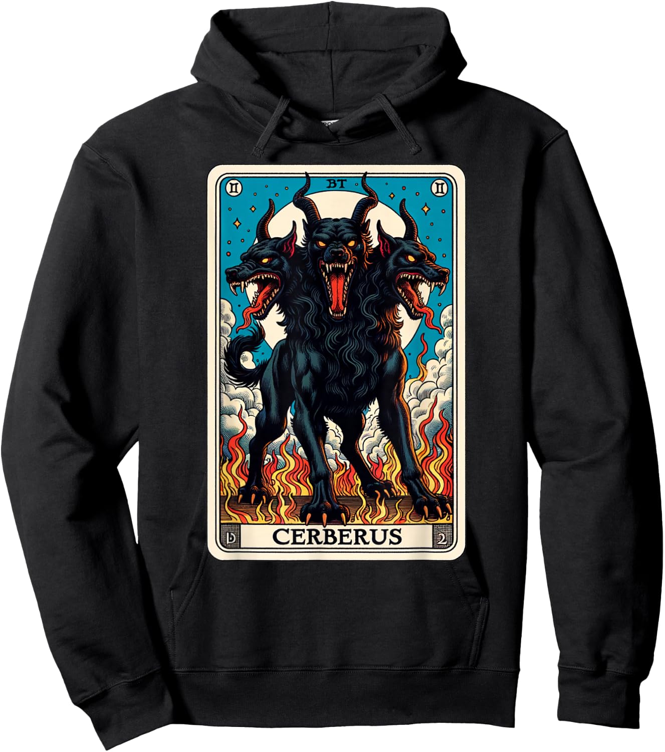 Cerberus Tarot Card and Mythical Hells Guard Hoodie - Hoodie | Black