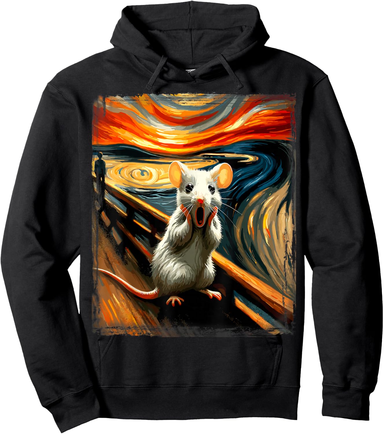 Scream Parody Art Funny Painting Animal Humor Artistic Mouse Hoodie - Hoodie | Black