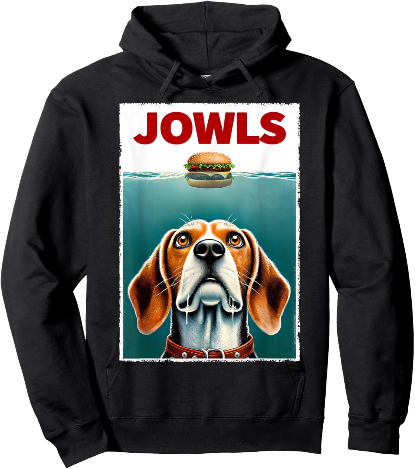 Funny Beagle and Hamburger Parody Jowls Dog Lover Hoodie - Hoodie | Black