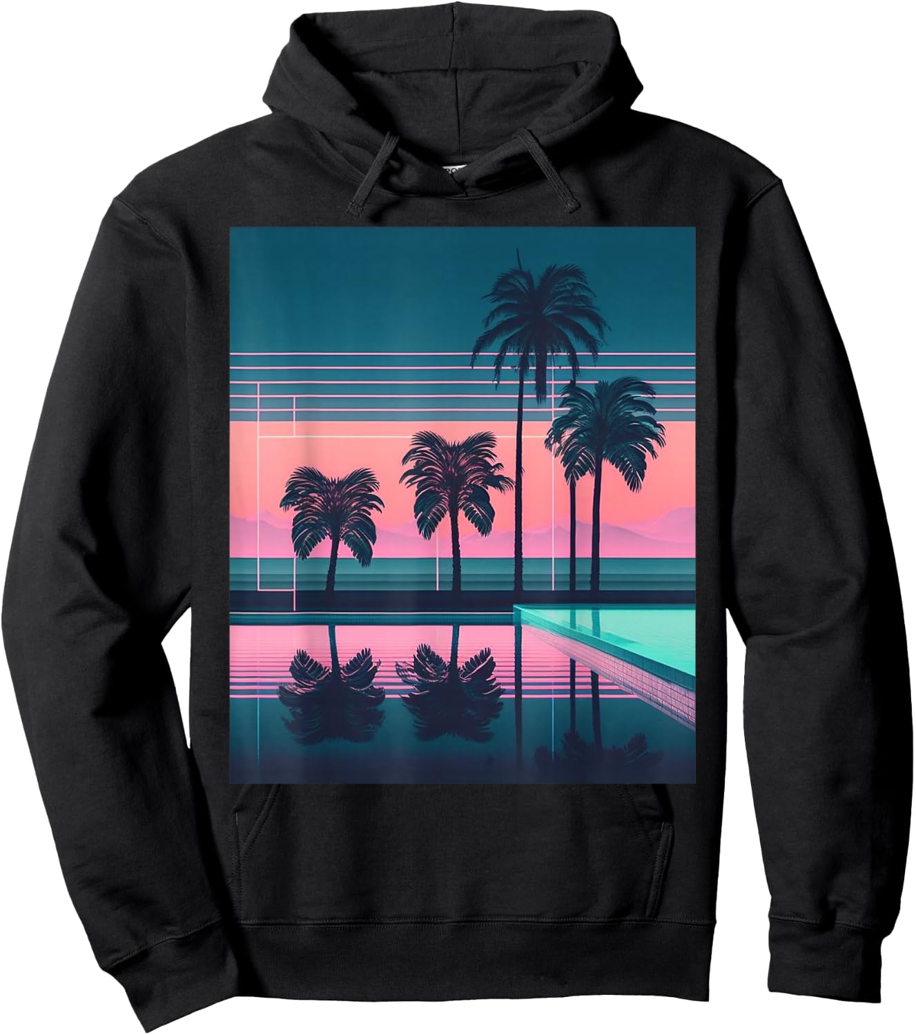 Vaporwave Aesthetic - Trippy Tropical Palm Tree Vapor Wave Hoodie - Hoodie | Black