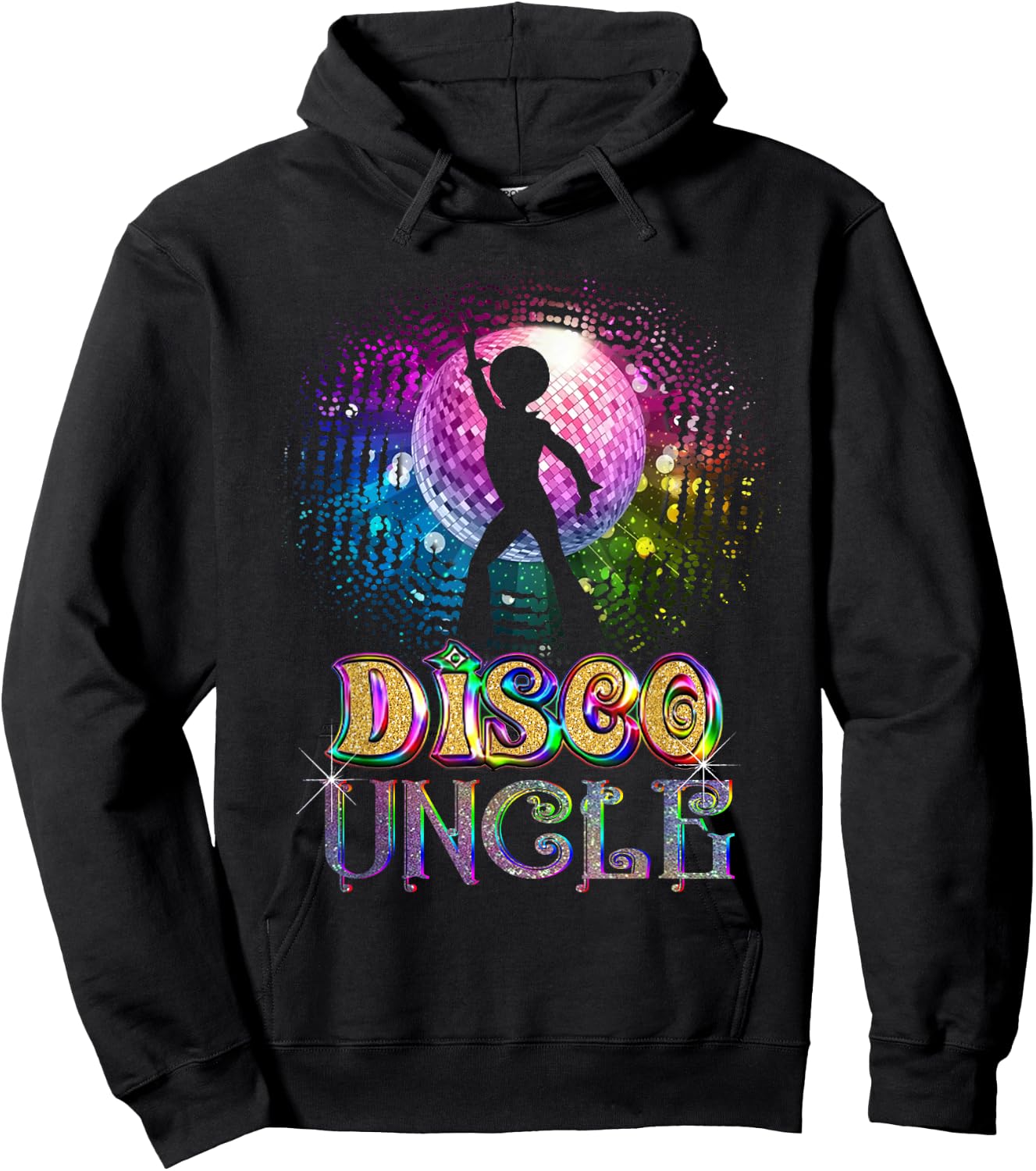Funny Disco Uncle - Retro 70's Seventies Themed Disco Ball Hoodie - Hoodie | Black