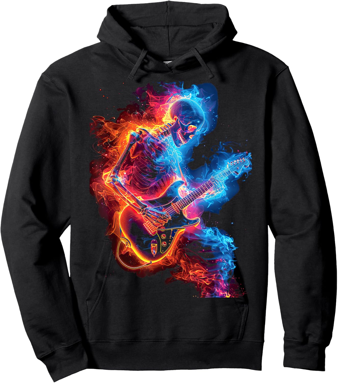 Skeleton Playing Guitar,Rock Star Shredding Guitar Hoodie - Hoodie | Black