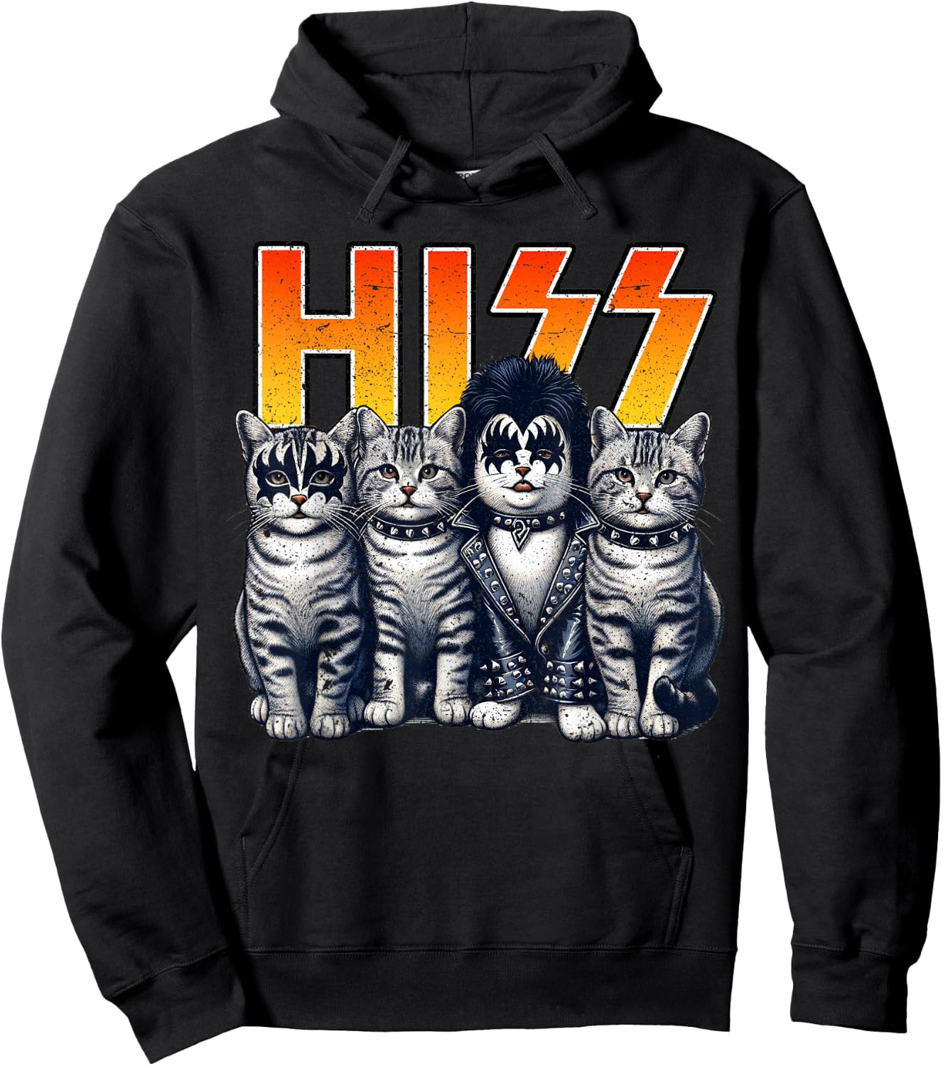 HISS Funny Cat Kittens Lover Hiss Distressed Style Women Hoodie - Hoodie | Black