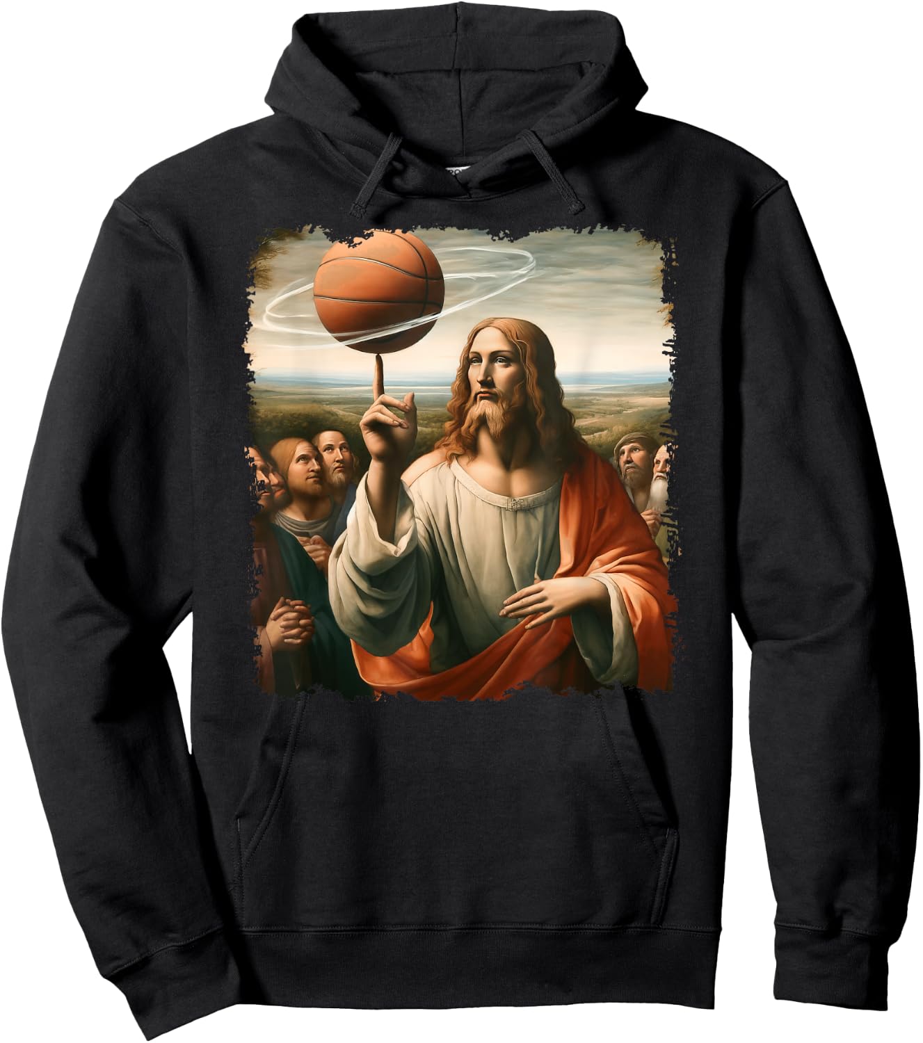 Jesus Spin A Basketball Painting, Christian Basketball Hoodie - Hoodie | Black