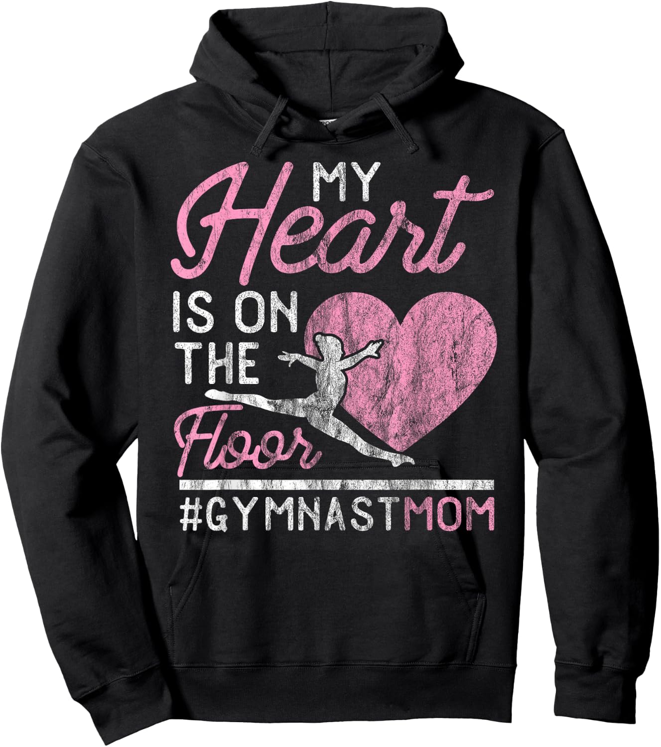 Gymnastics Mom Apparel My Heart is on the Floor Hoodie - Hoodie | Black