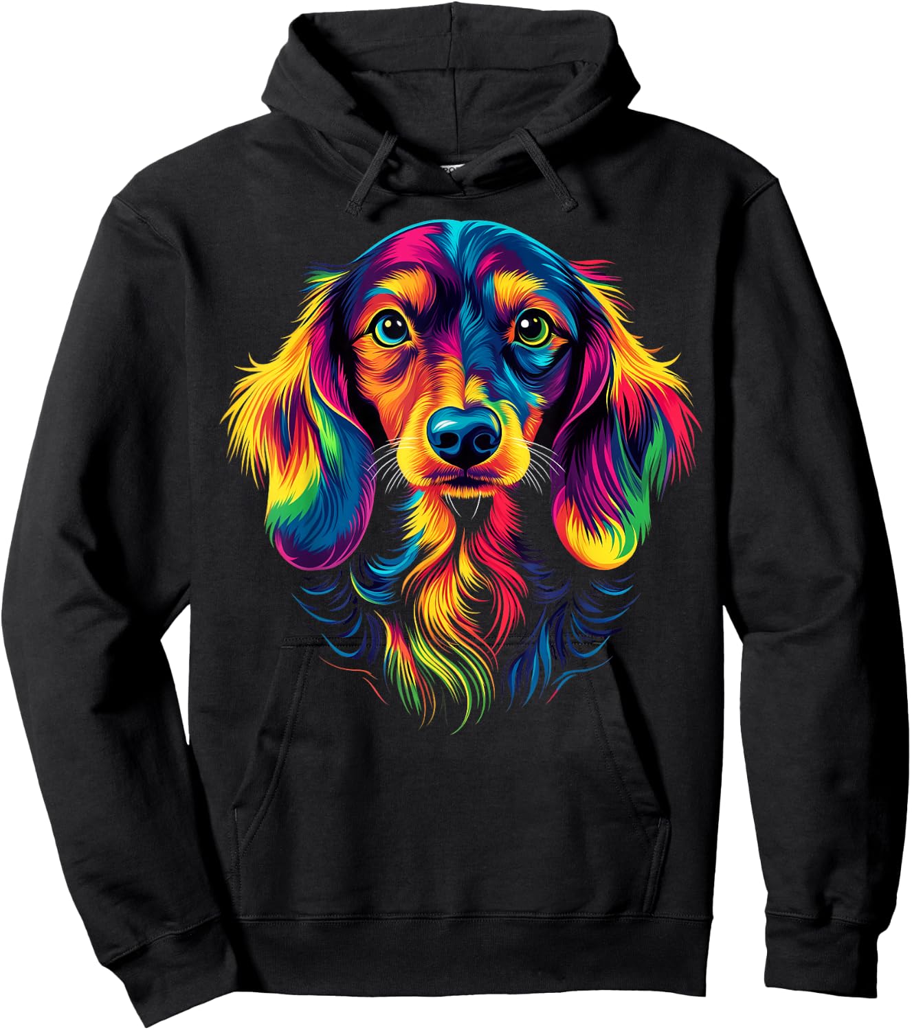 Colorful Long-Haired Dachshund Doxie Wiener Dog Lover Black Hoodie - Hoodie | Black