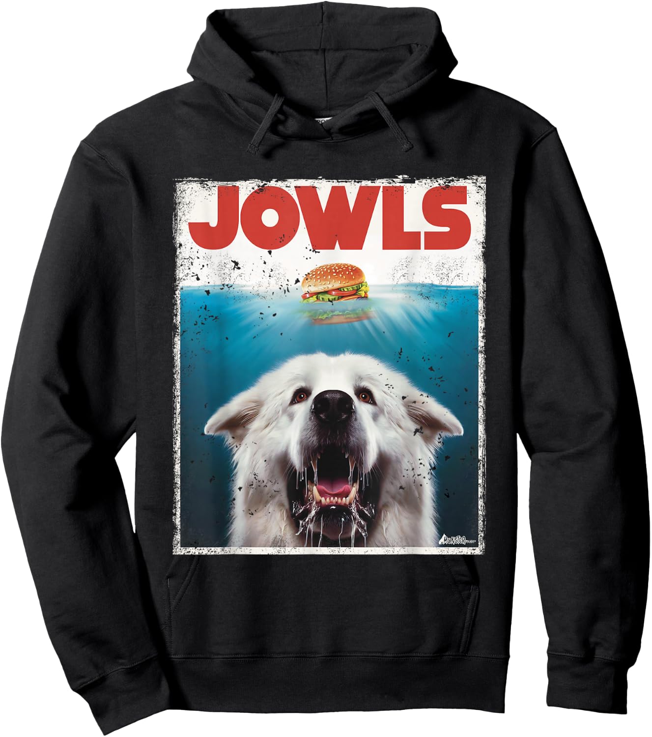 Funny Great Pyrenees Jowls Burger, Gentle Giant Cute Dog Mom Hoodie - Hoodie | Black