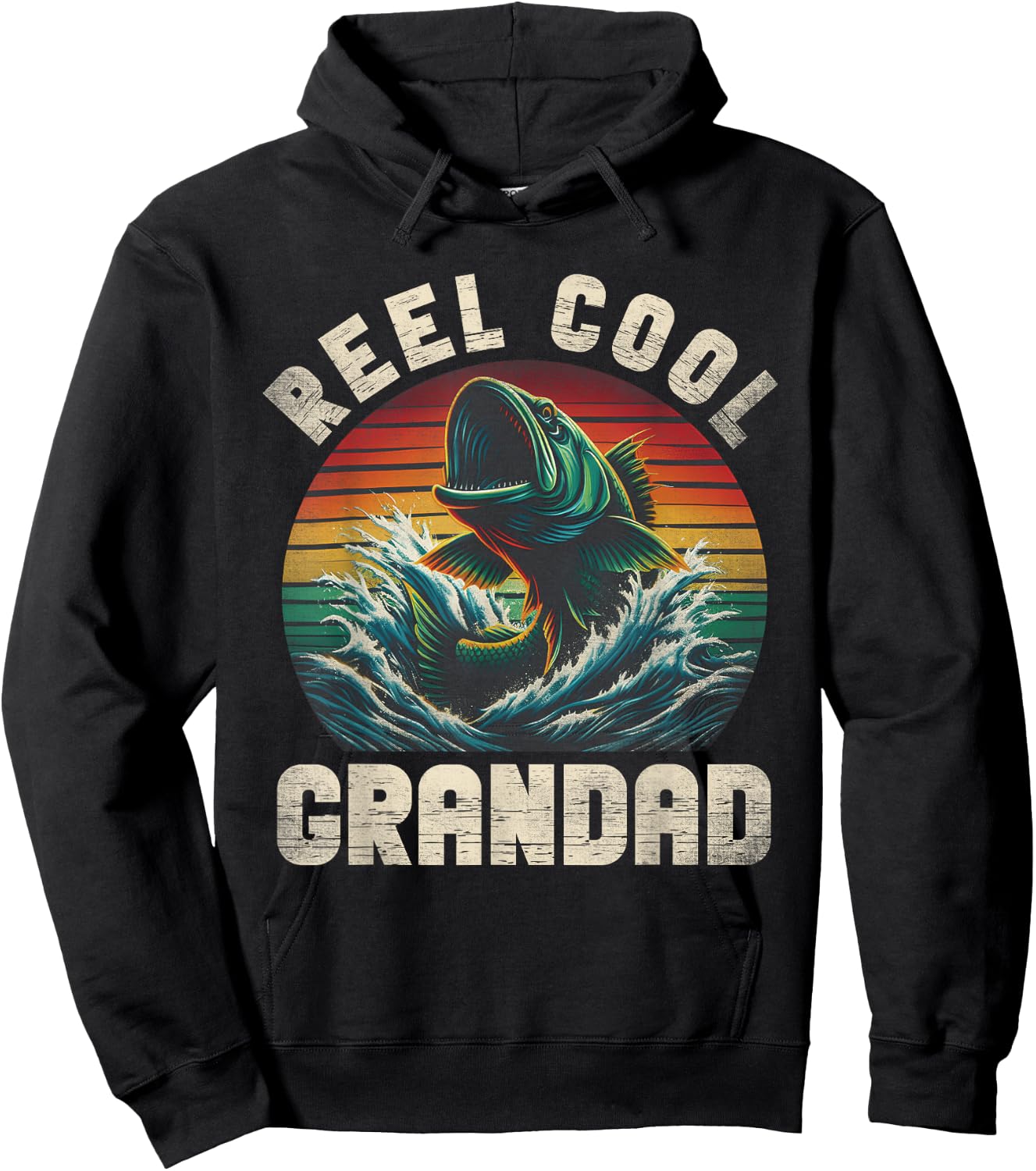 Reel Cool Grandad Fishing Daddy Father's Day Fisherman Fish Hoodie - Hoodie | Black
