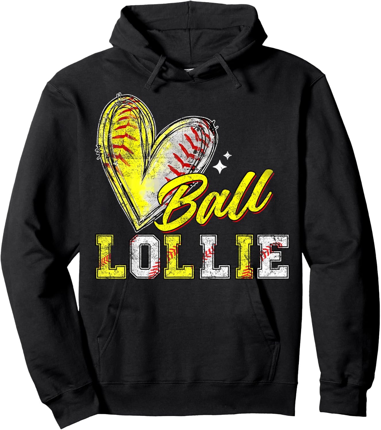 Funny Ball Lollie Softball Baseball Lollie Hoodie - Hoodie | Black