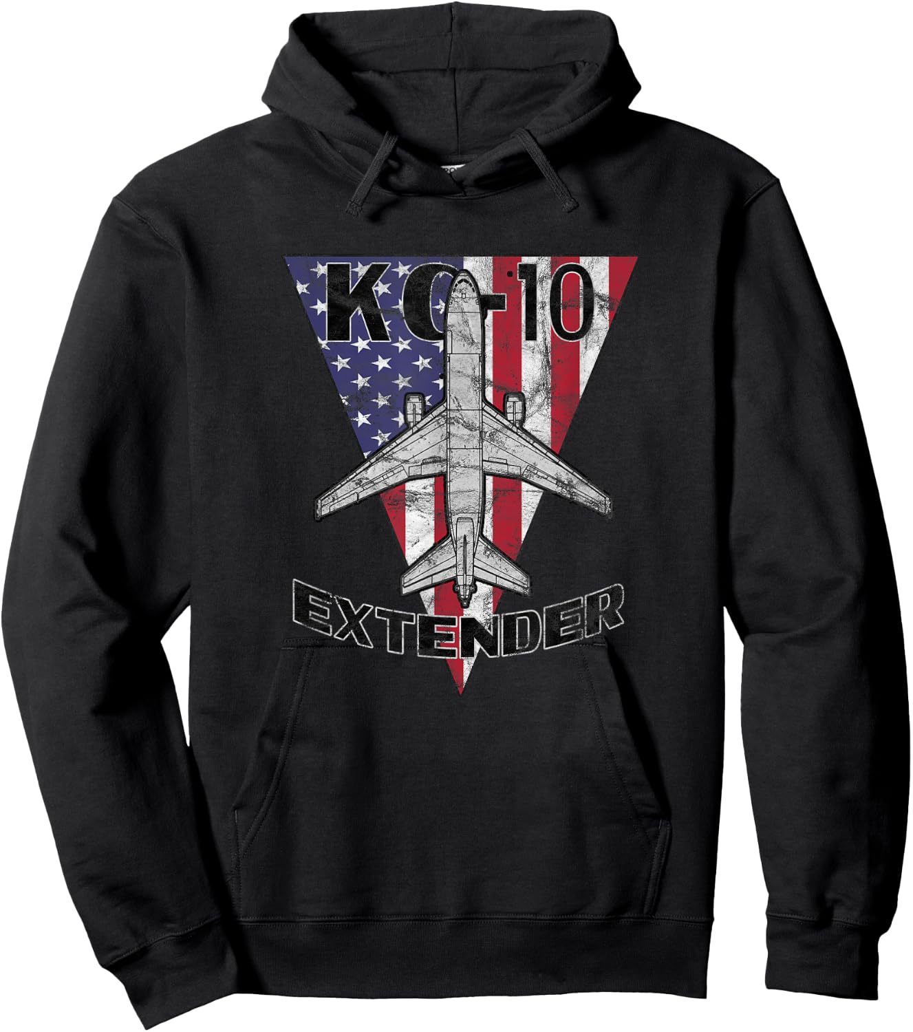 KC-10 Extender Military Tanker Airplane Patriotic Vintage Hoodie - Hoodie | Black