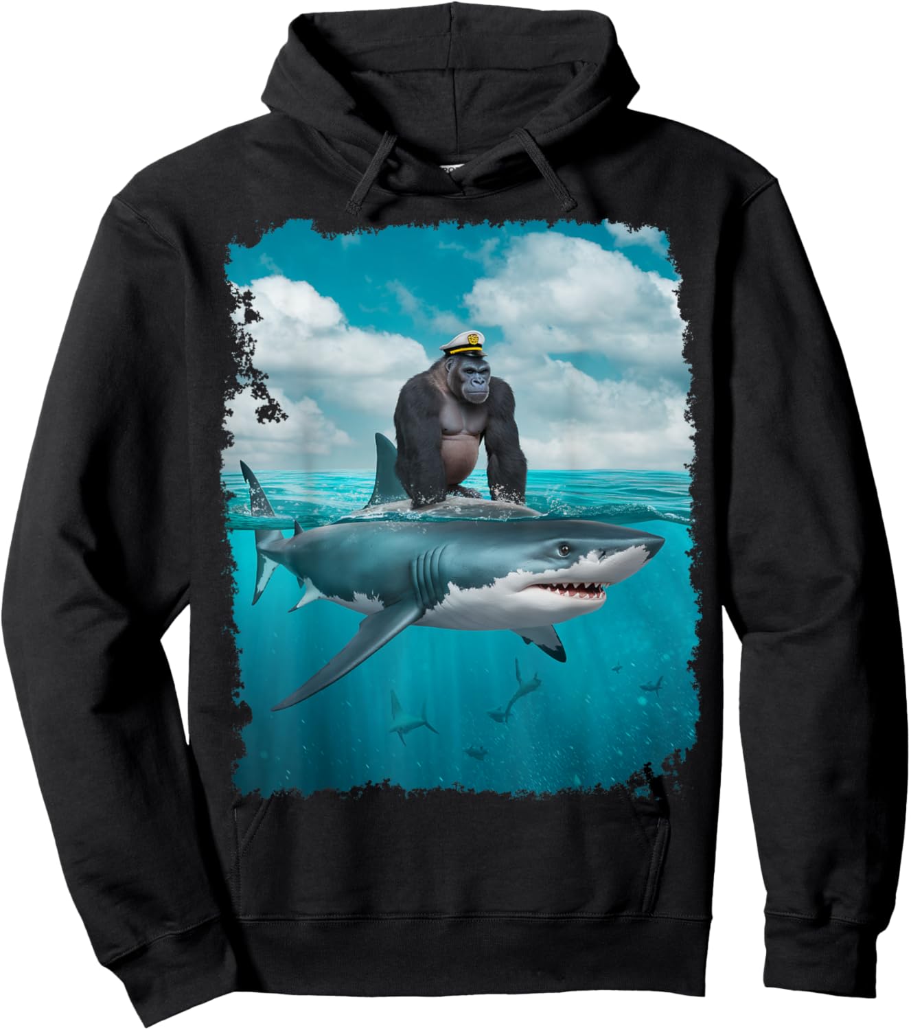 Adult Meme I Love Sharks I Love Gorilla Weird Hoodie - Hoodie | Black