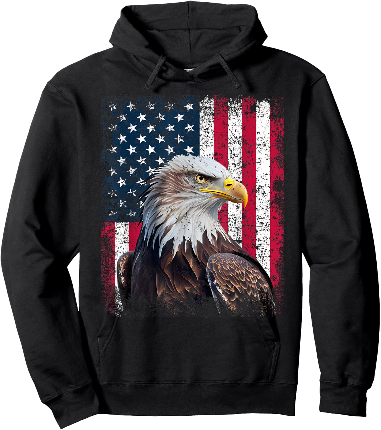 Patriotic Eagle 4th Of July USA American Flag Hoodie - Hoodie | Black