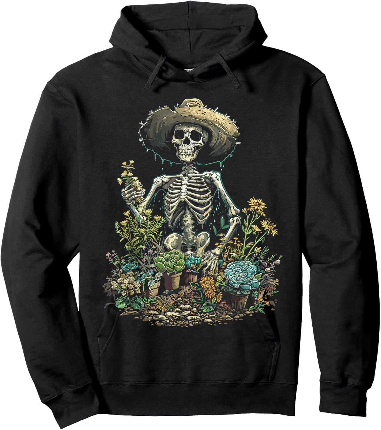 Skeleton Plants Lover Gardening Halloween Hoodie - Hoodie | Black