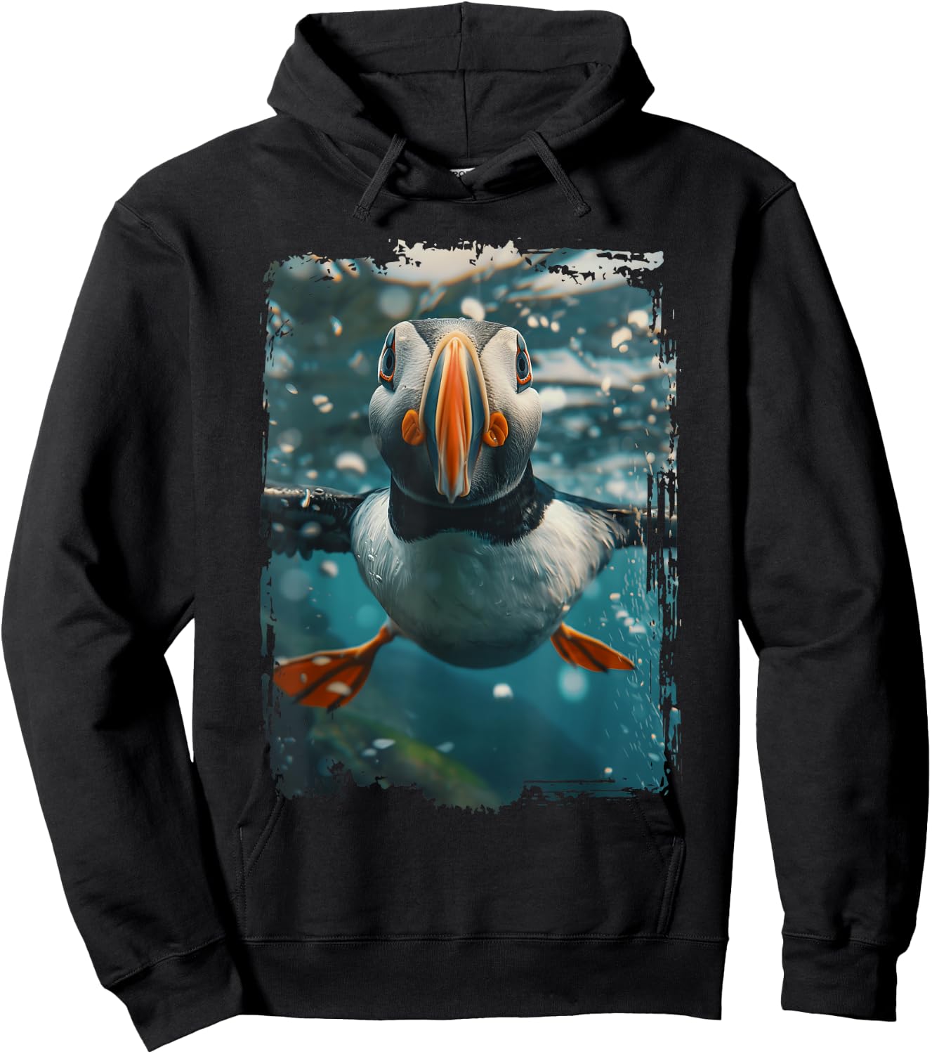 Atlantic Puffin Diving Sea Hoodie - Hoodie | Black