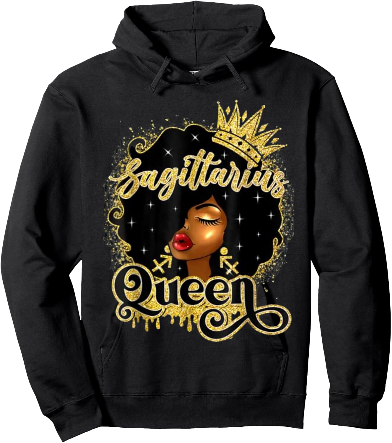 Sagittarius Queen Afro Crown Pretty Black Woman Sagittarius Hoodie - Hoodie | Black