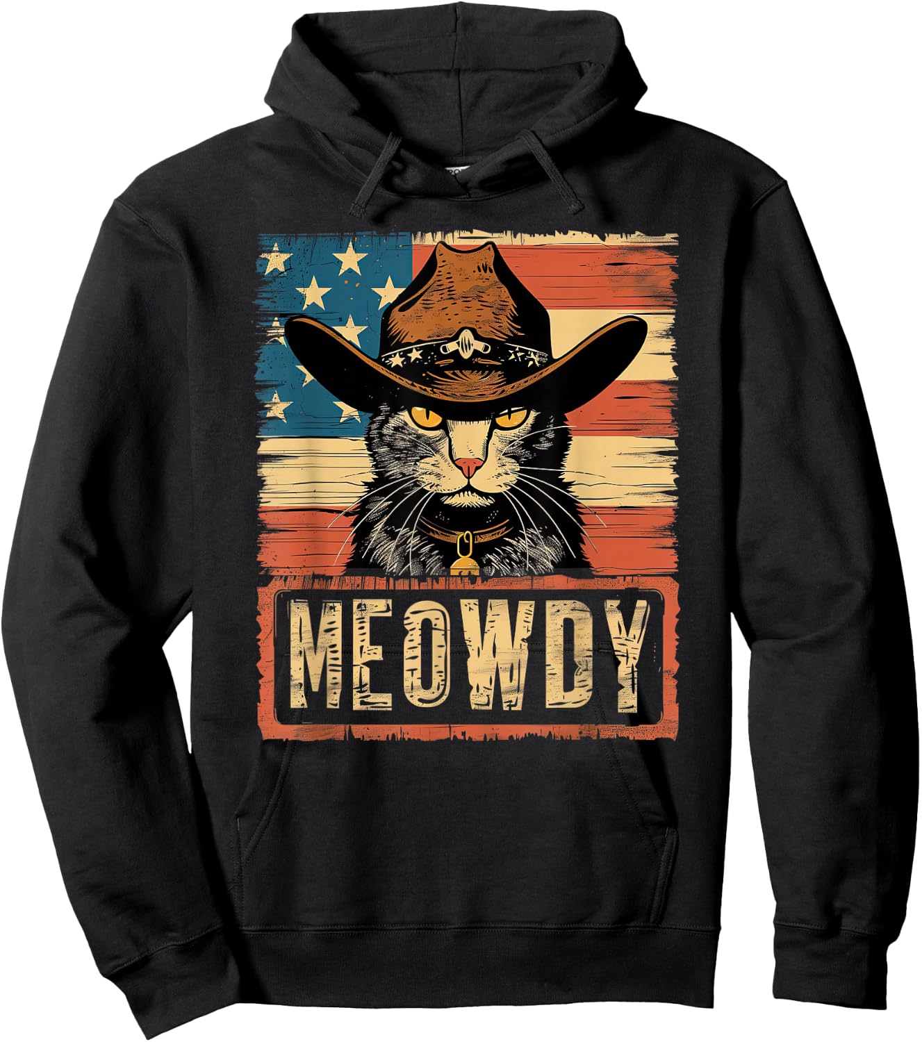 Meowdy Cat, Cowboy Kitten, Country Music Hoodie - Hoodie | Black