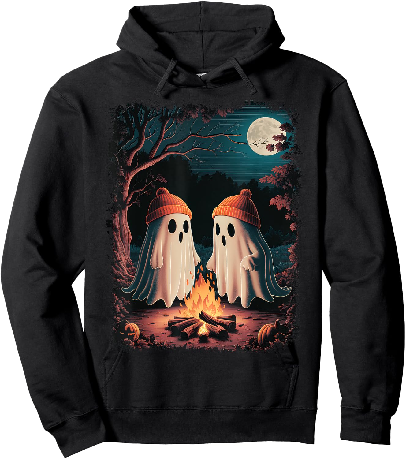 Vintage Ghost Camping Campfire Gothic Halloween Men Women Hoodie - Hoodie | Black
