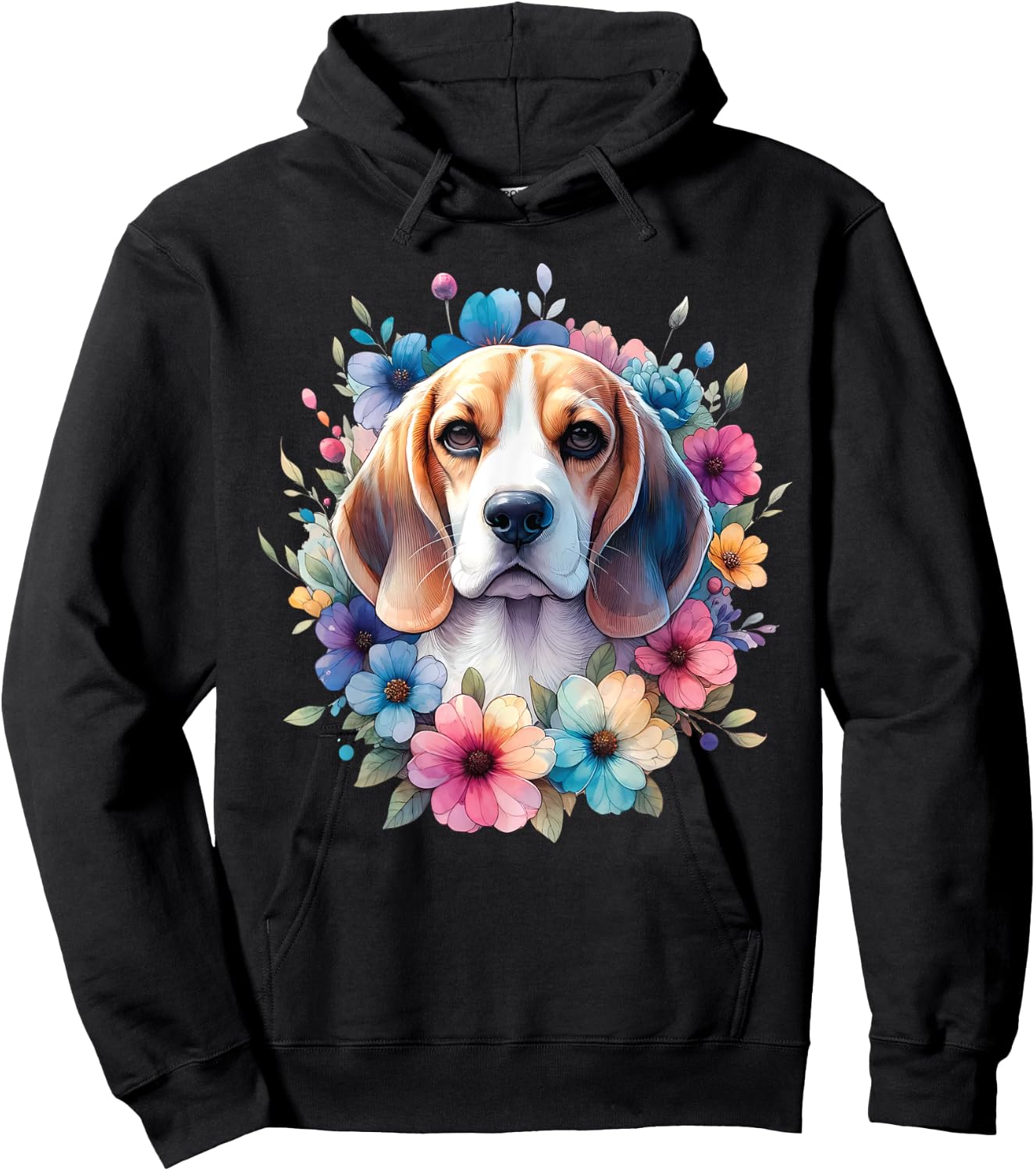 Floral Beagle Mom Dog Lovers Cute Mama Puppy Mother's Day Hoodie - Hoodie | Black