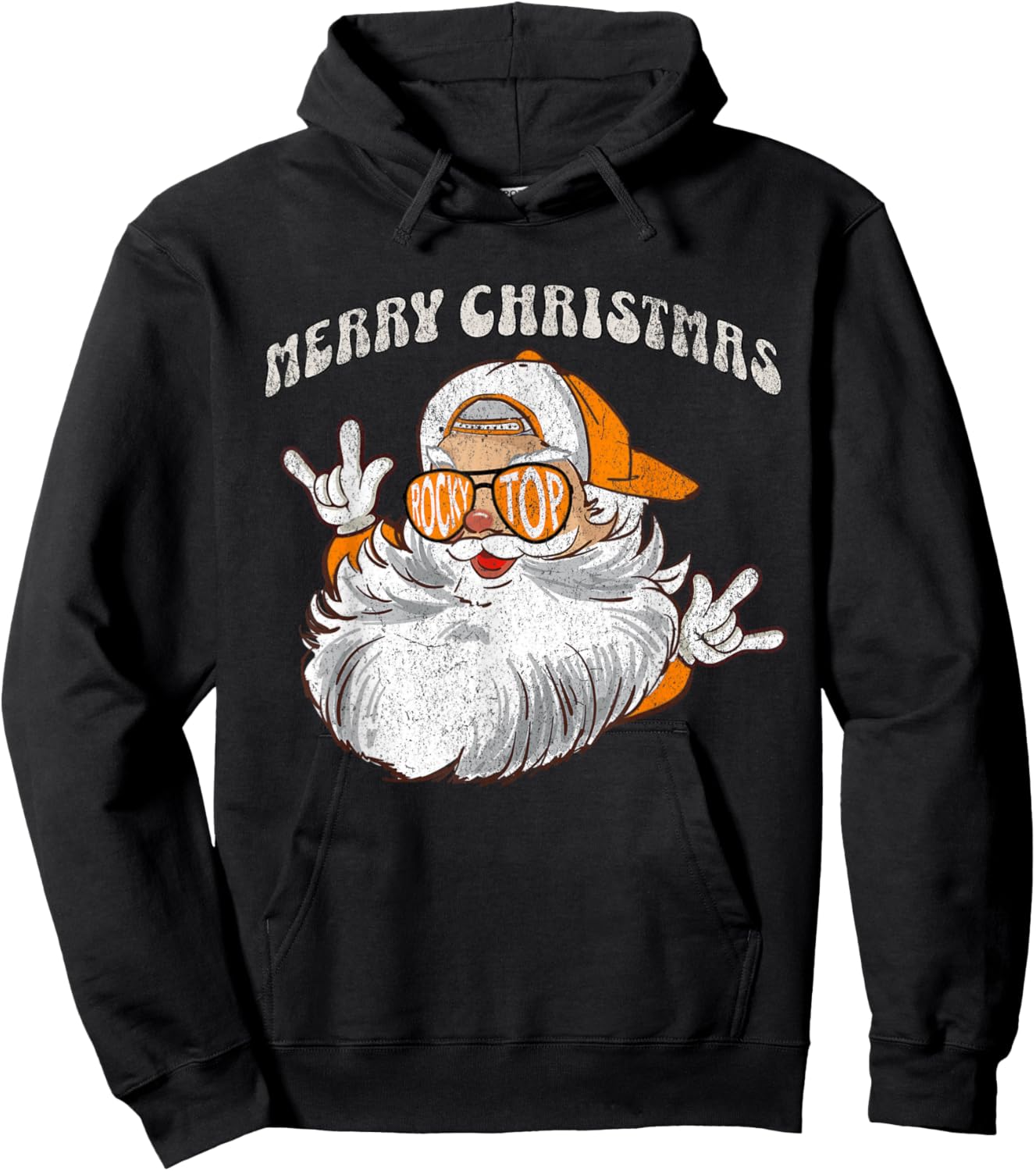 Vintage Tennessee Merry Christmas Santa With Sunglasses Hoodie - Hoodie | Black