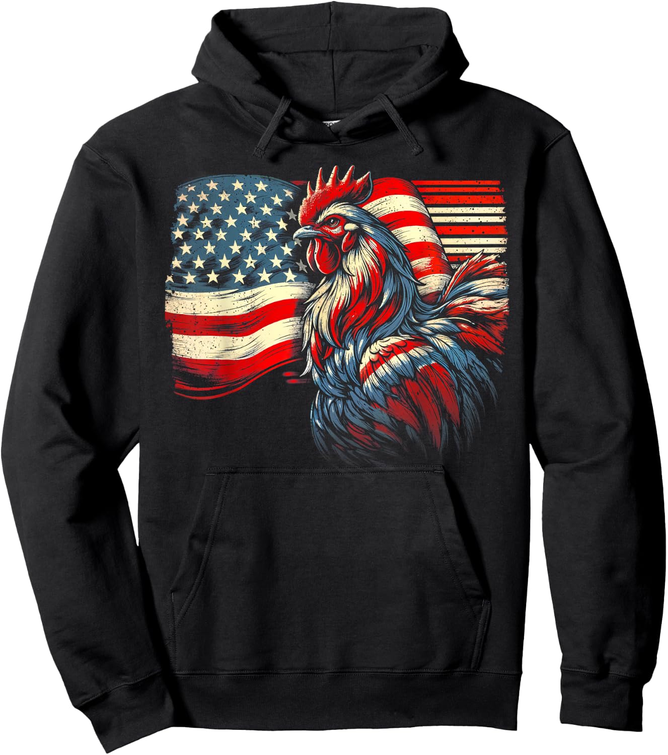 Chicken 4th Of July Flag American Patriot USA Farm Chicken Women Kids Men Hoodie - Hoodie | Black