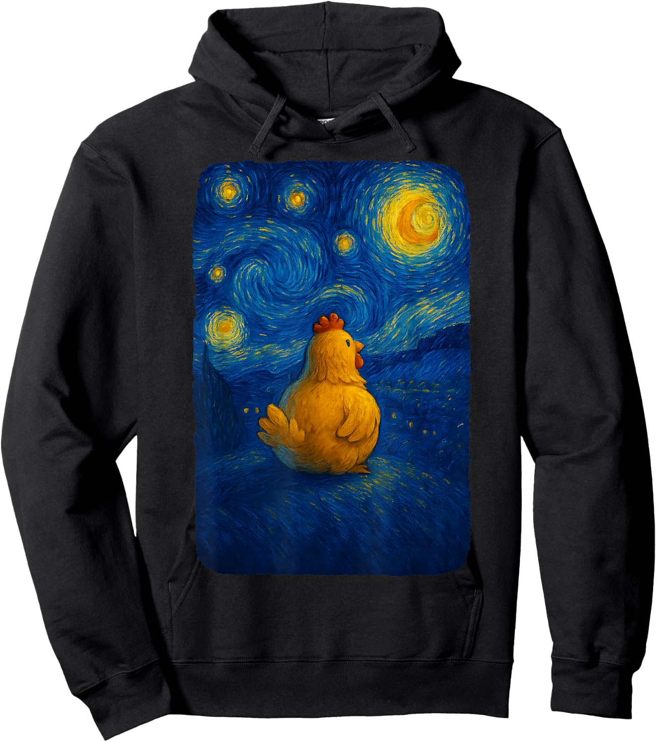 Chicken Farm Lover Girls Women Starry Funny Night Van Gogh Hoodie - Hoodie | Black