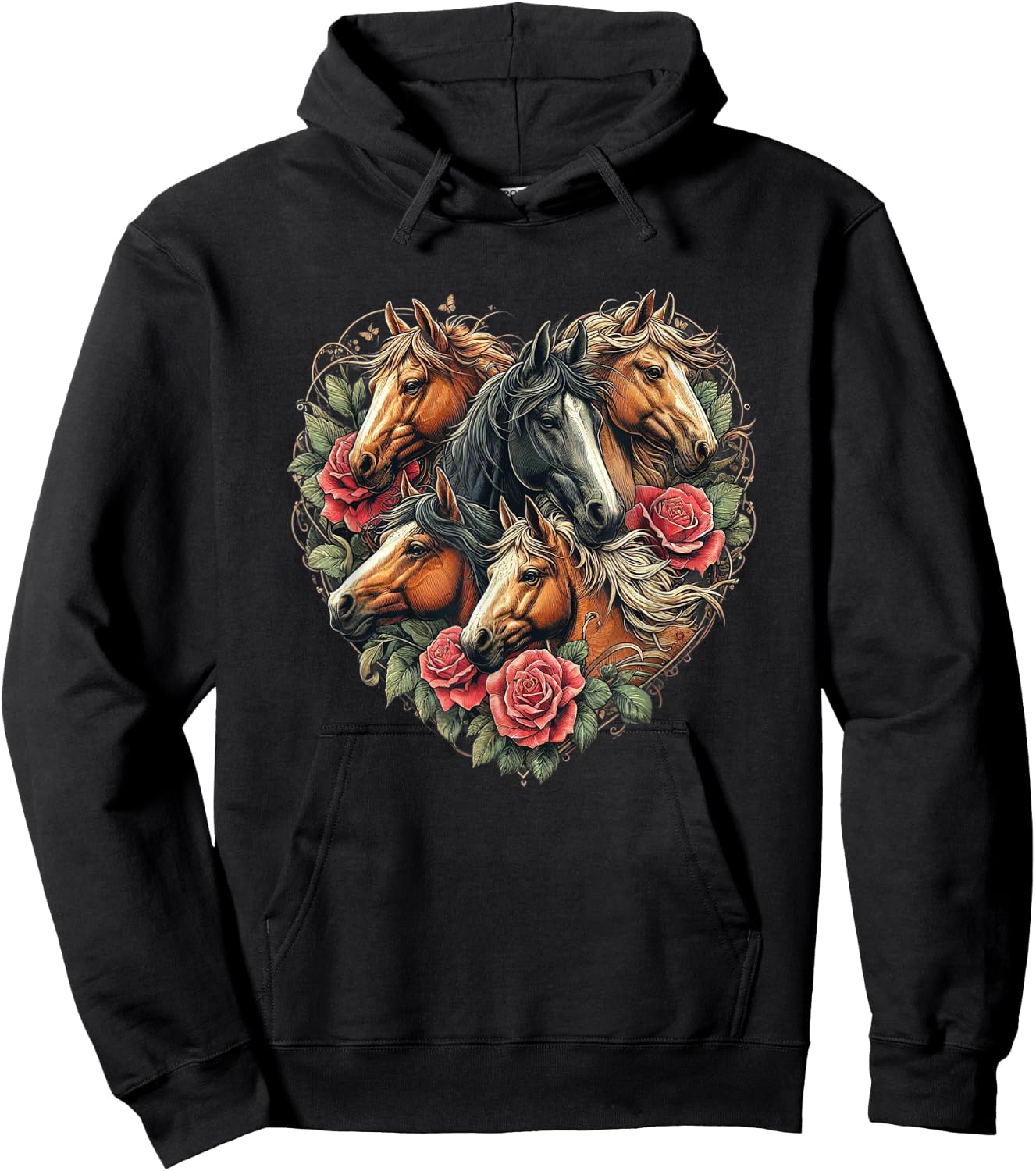 Horse Love Heart Equestrian Horse Rider Lovers Hoodie - Hoodie | Black